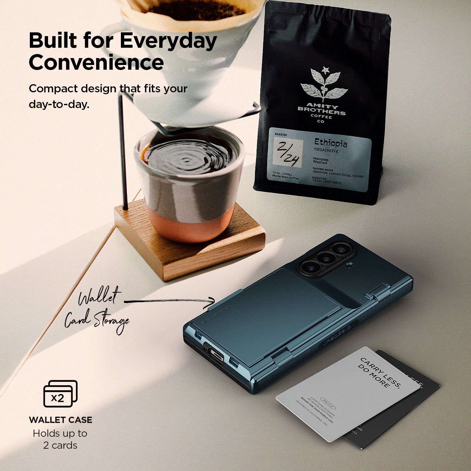 Built-in card slot on the Galaxy Z Fold 8 Ultra Modern GO case for carrying essential cards securely.