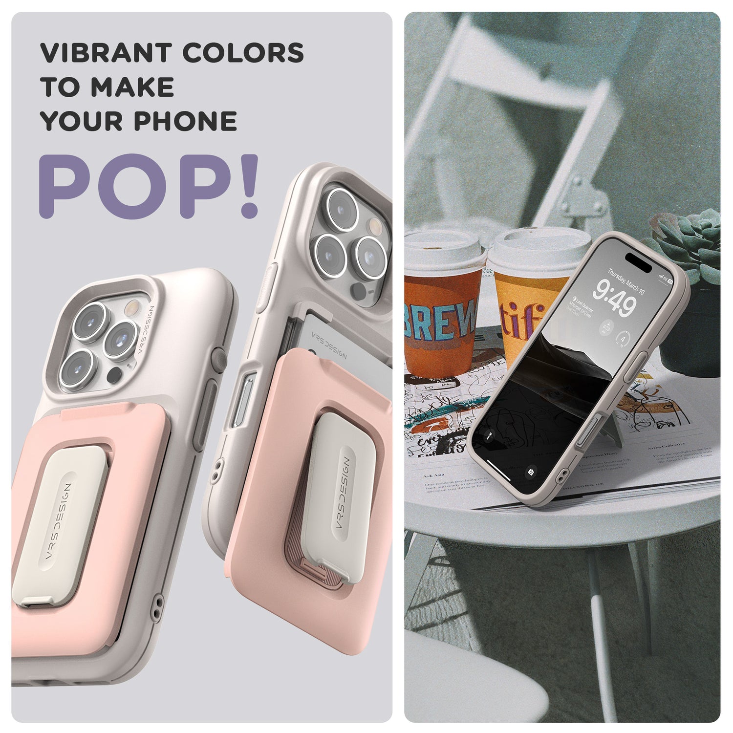 iPhone 16 Pro Max Case Orb Card Holder Wallet Case with Built in Camera Protector and Kickstand by VRS Design