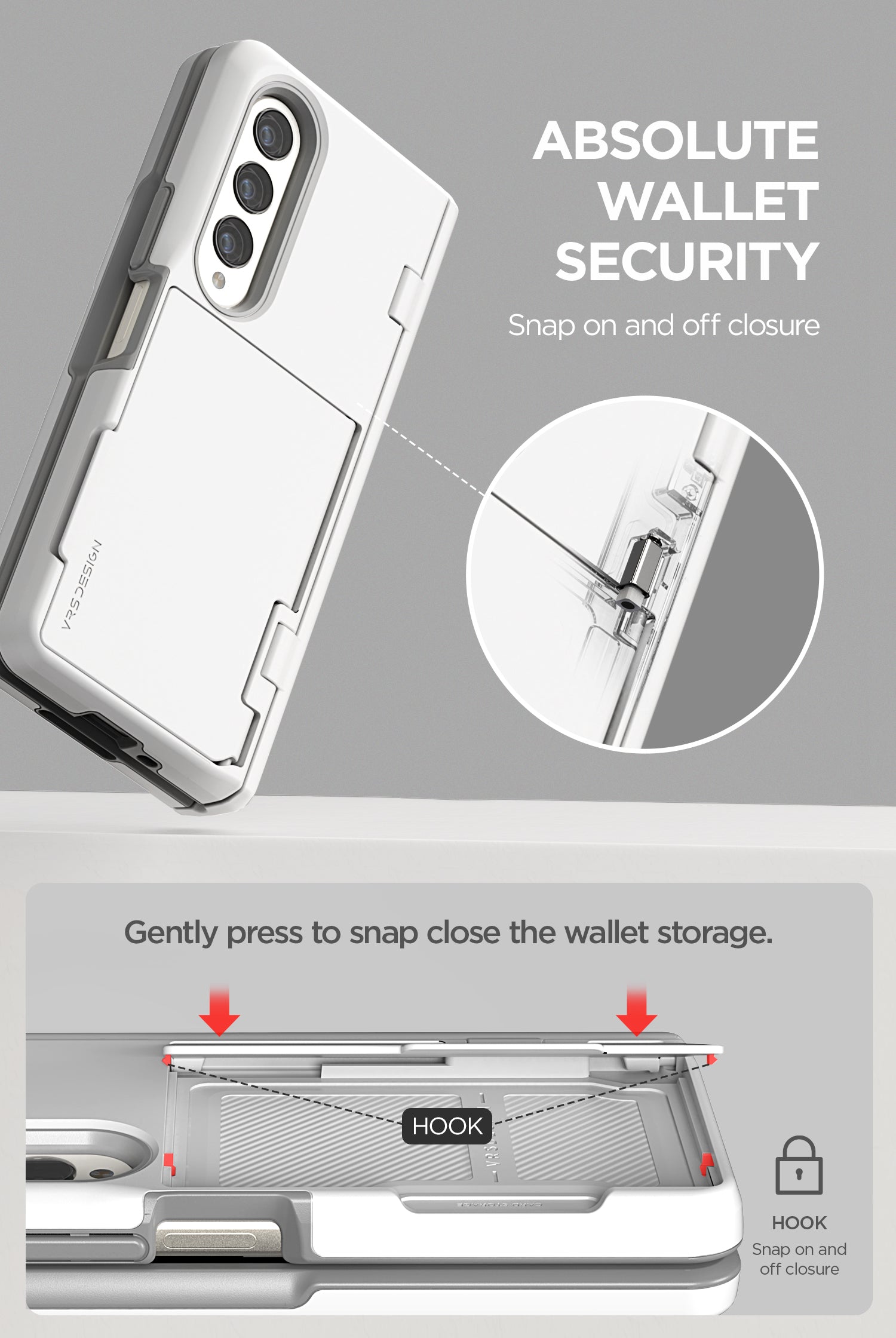 Samsung Galaxy Z Fold 4 wallet rugged case with multiple durable and convenient card slot with sleek minimalism by VRS