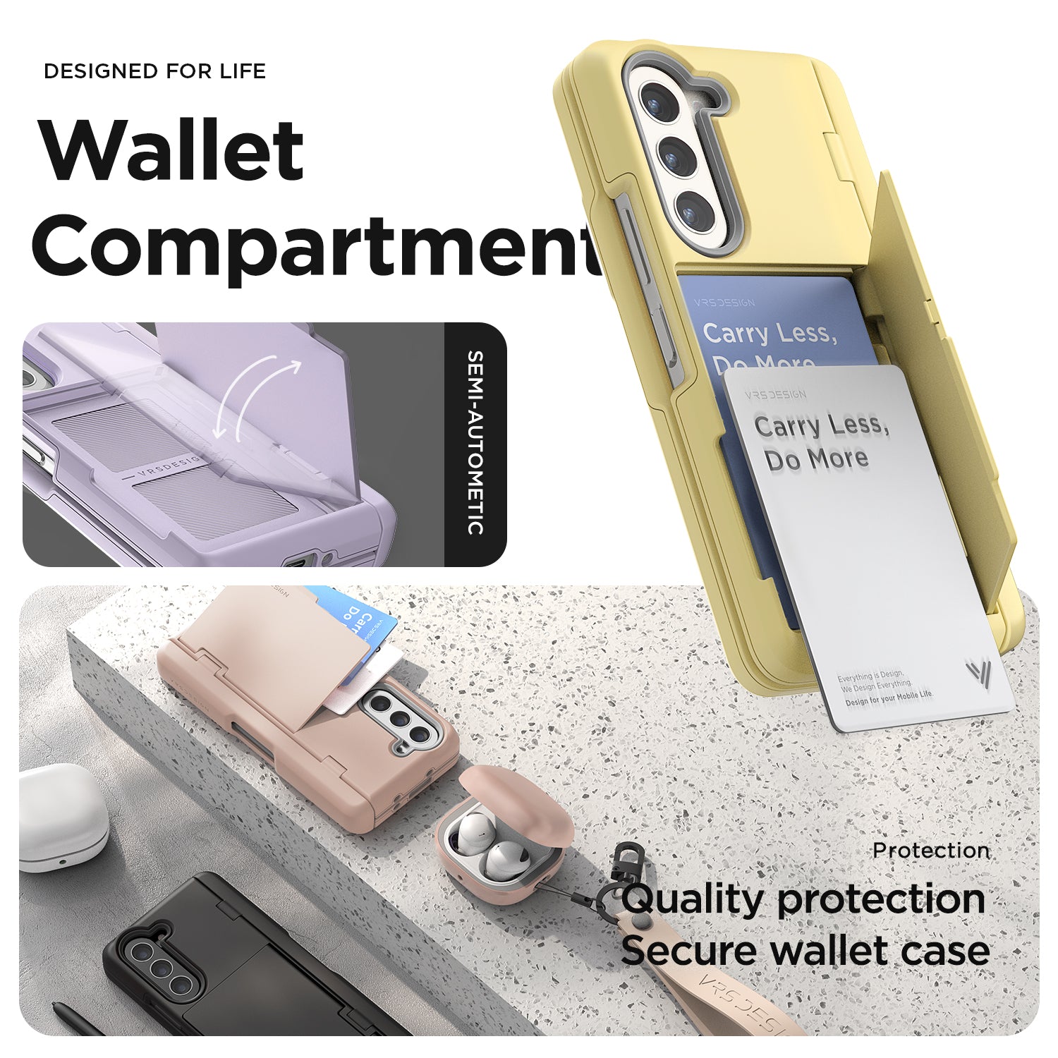 Samsung Galaxy Z Fold 5 slim rugged case multiple durable convenience card wallet storage sleek design minimalist modern women color perfect wallet compartment hinge cover