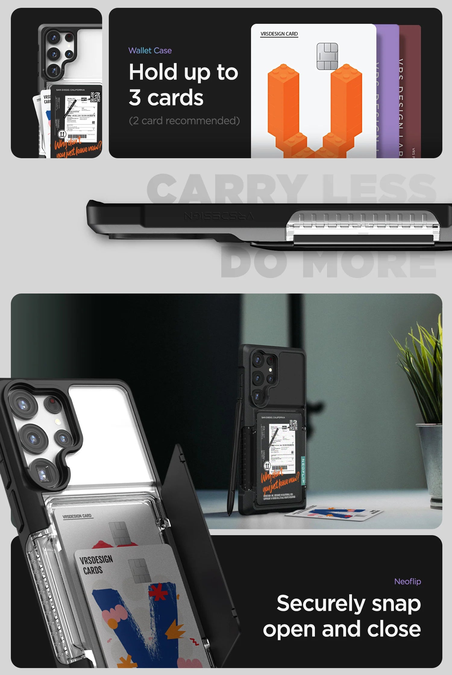 Samsung Galaxy S23 Ultra wallet rugged case with multiple durable and convenient card slot with sleek minimalism by VRS