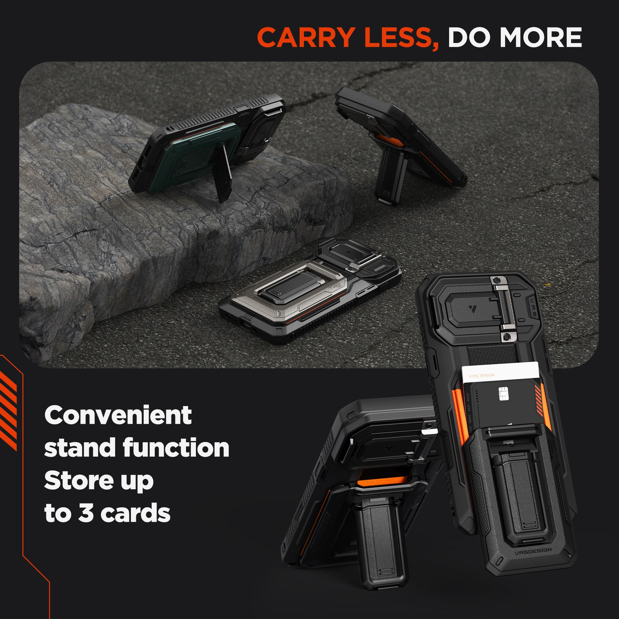 iPhone 16 Pro Max Case Origin Card Holder Wallet Case with Built-in Camera Protector and Kickstand by VRS Design