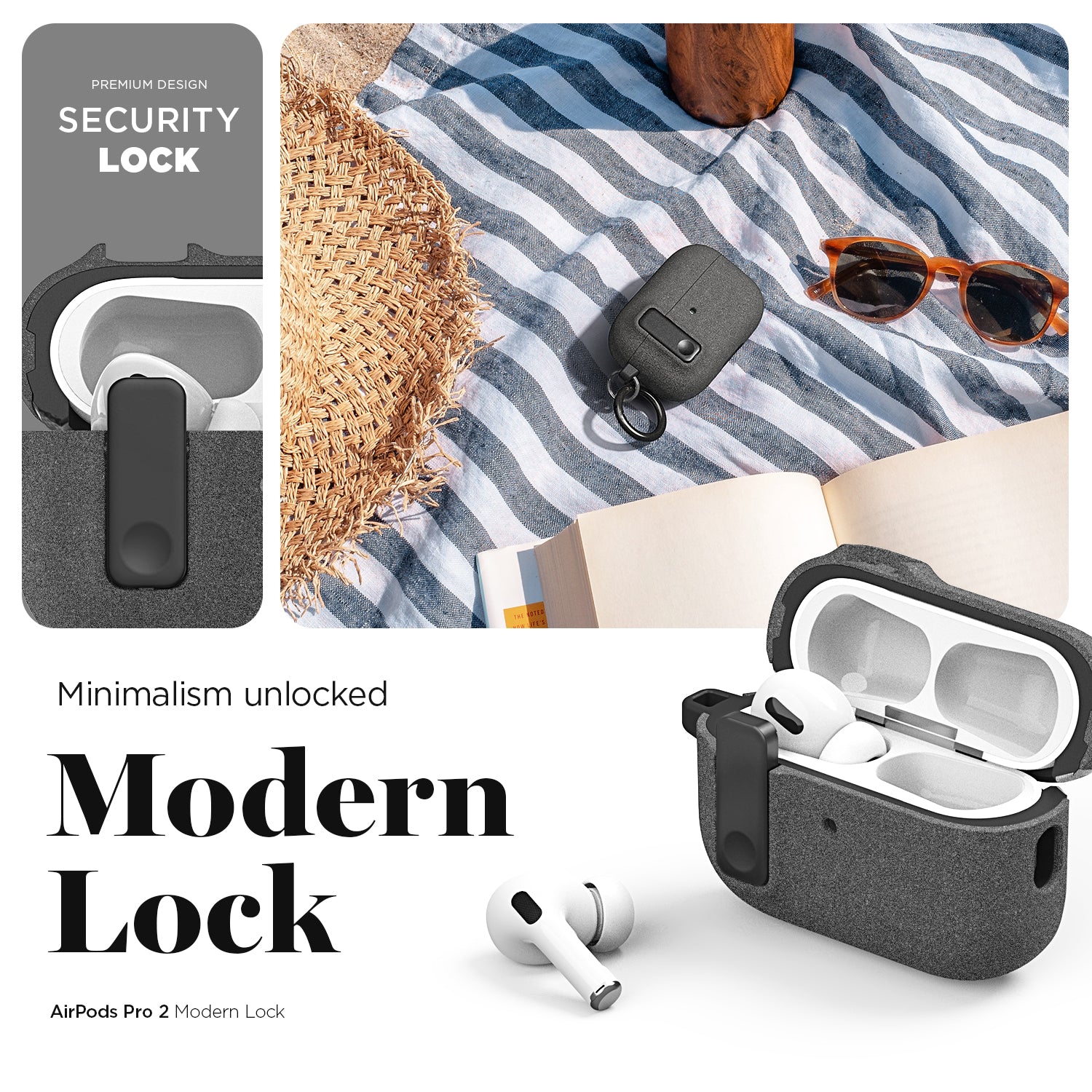 Apple AirPods Pro Modern Lock Wireless Headphones with Noise Cancellation, Rugged modern and Lightweight Slim case by VRS