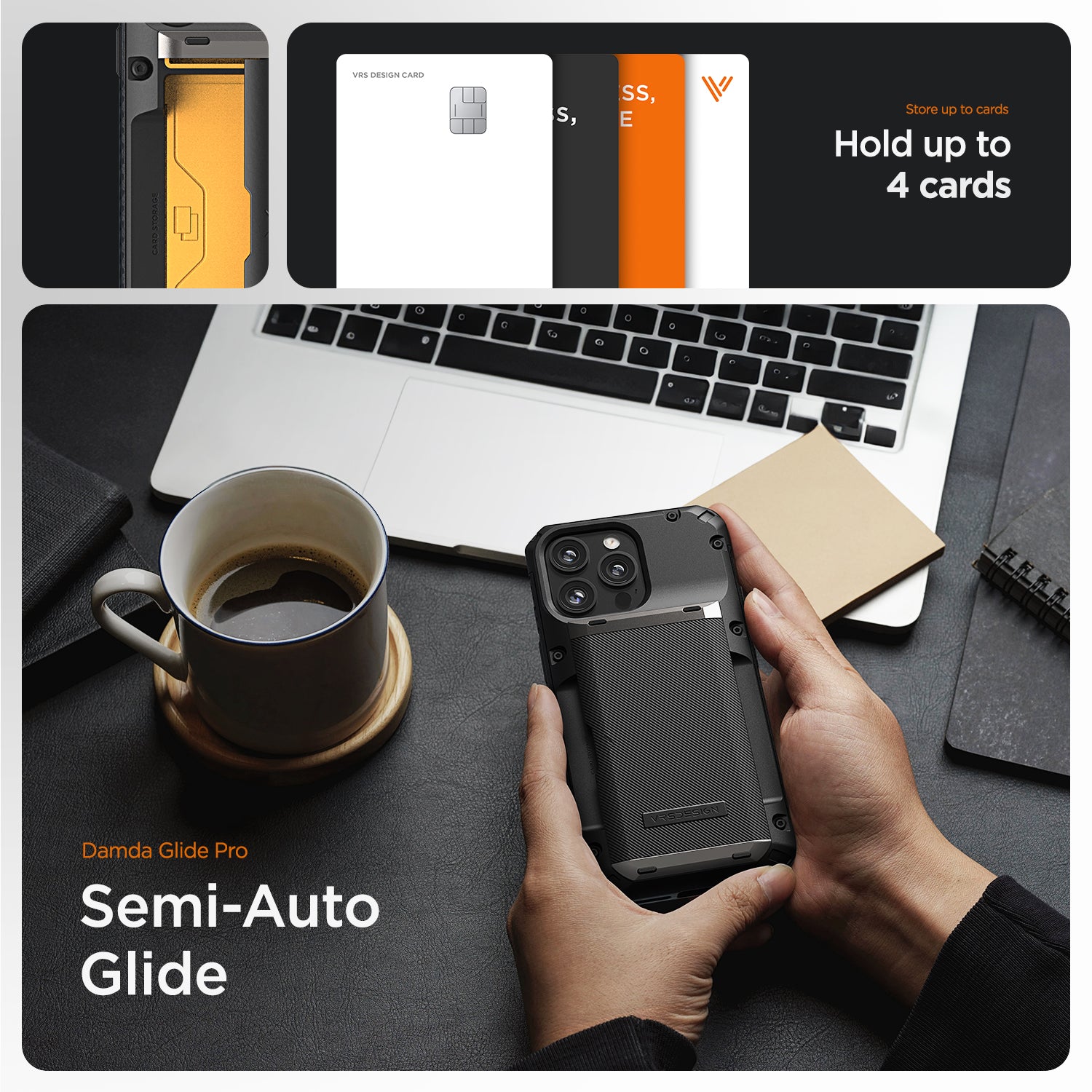 iPhone 15 Pro Max Case Damda Glide Pro with Card Holder Wallet by VRS Design