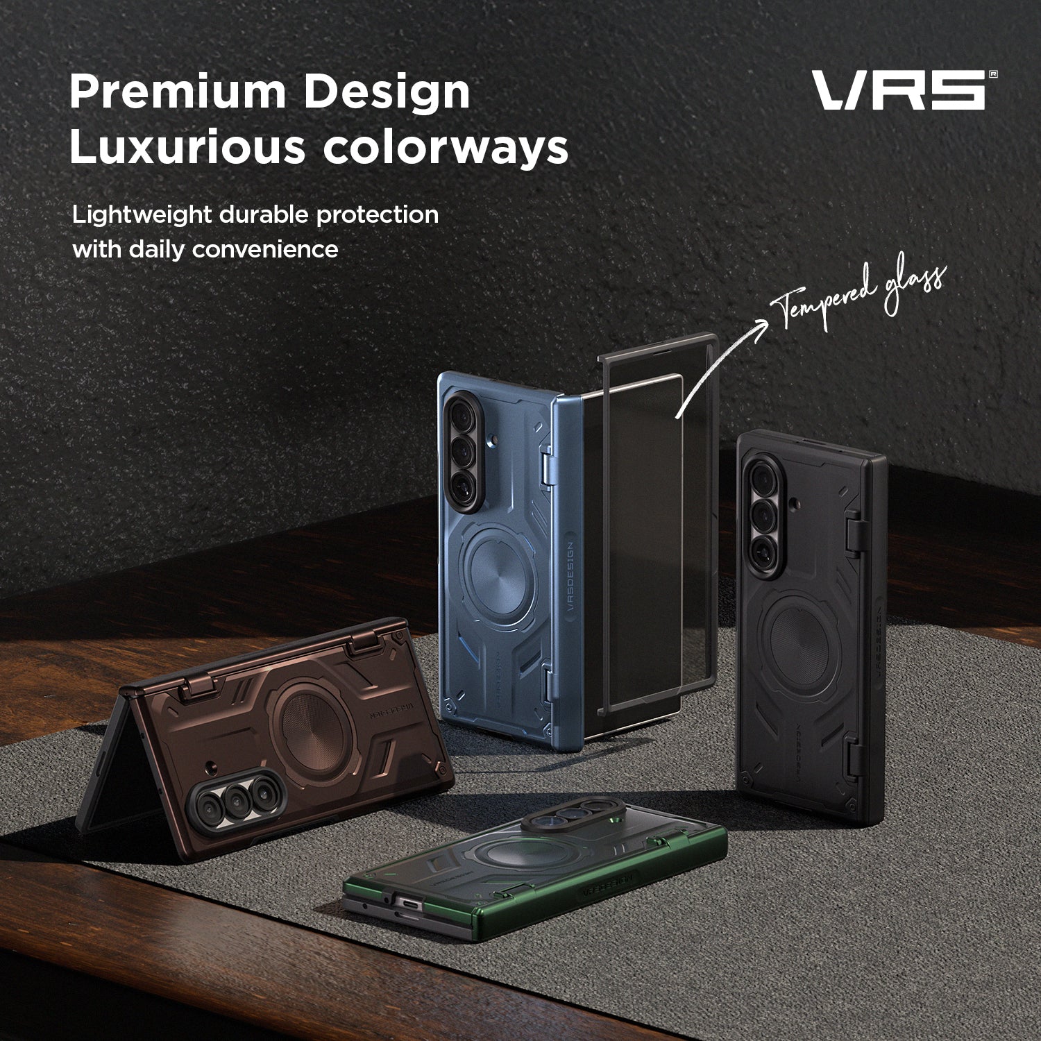 Samsung Galaxy Z Fold 7 Luxury Mobile phone cover card holder hinge protector built-in screen shield slim rugged daily carry durable case by VRS DESIGN