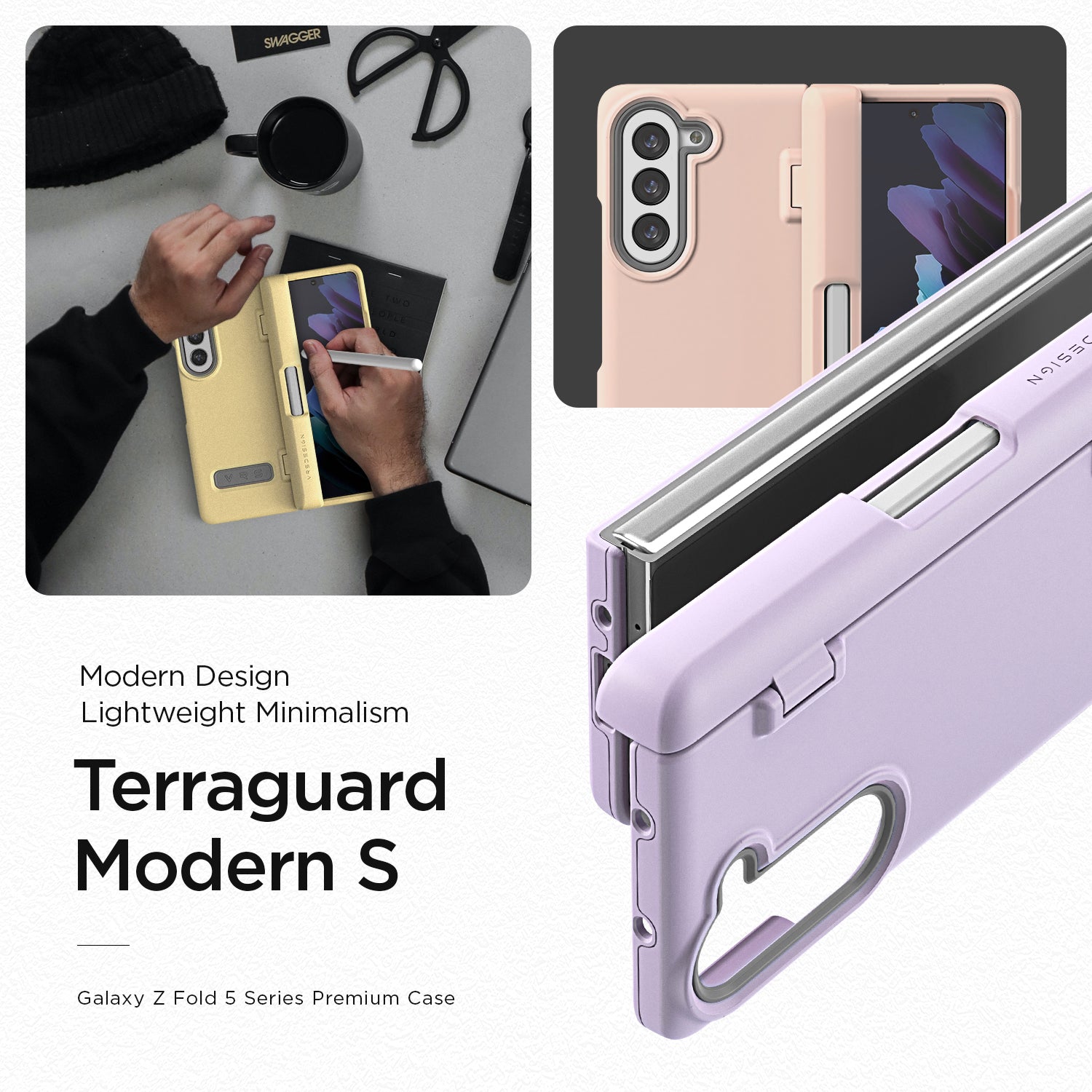 Samsung Galaxy Z Fold 5 slim rugged case multiple durable convenience card wallet storage sleek design minimalist modern women color perfect