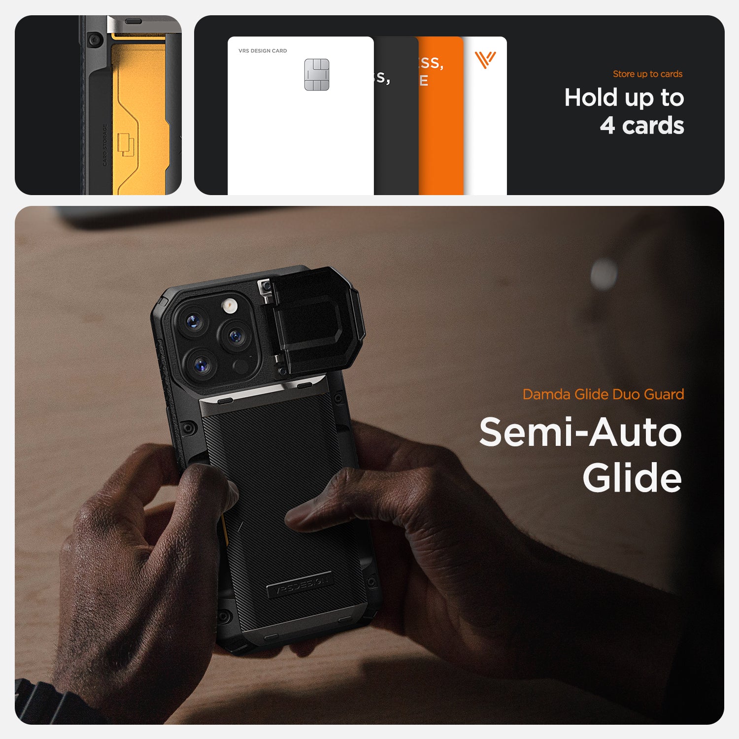 iPhone 15 Pro Max Case with Card Holder Wallet by VRS Design Damda Glide DuoGuard