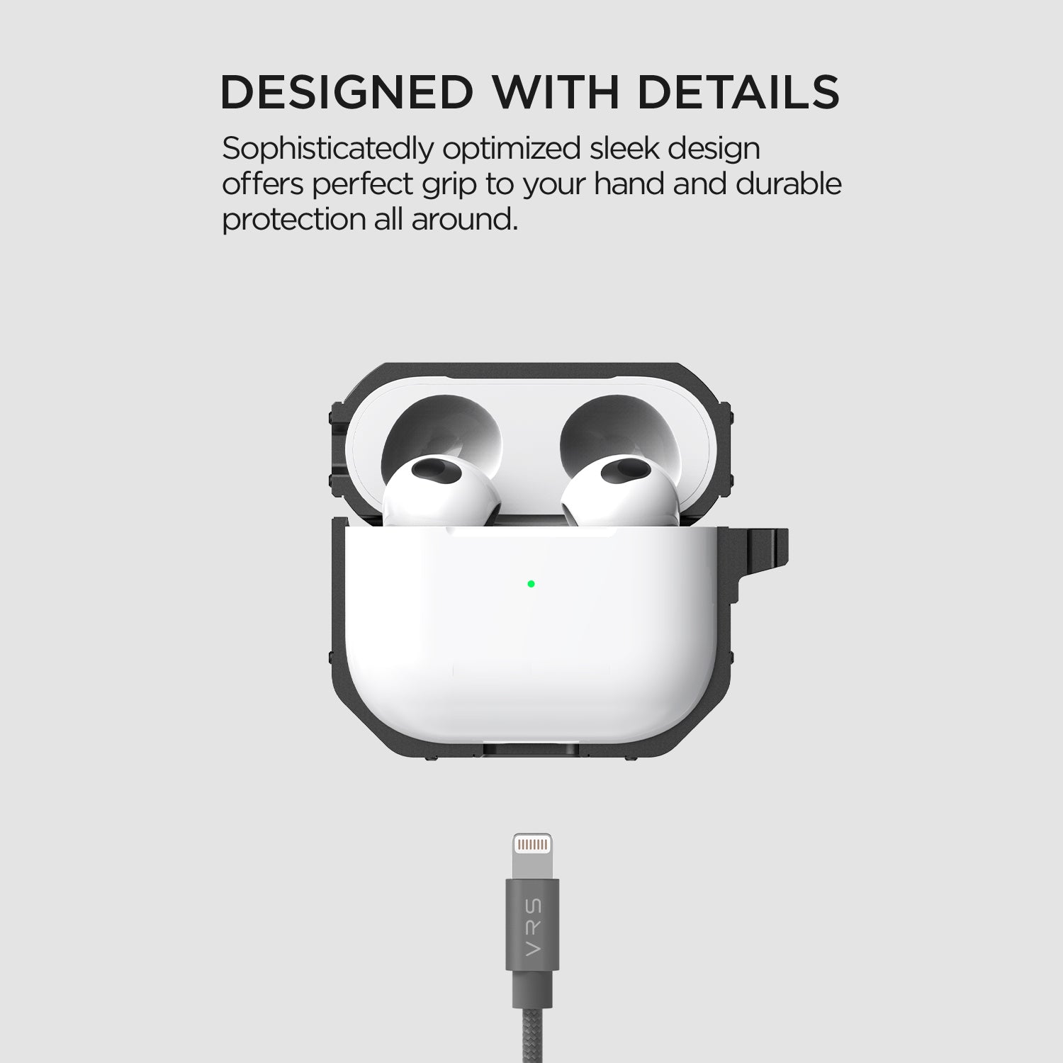 Apple AirPods 3 Modern Lock Wireless Headphones with Noise Cancellation, Rugged modern and Lightweight Slim Design Case by VRS