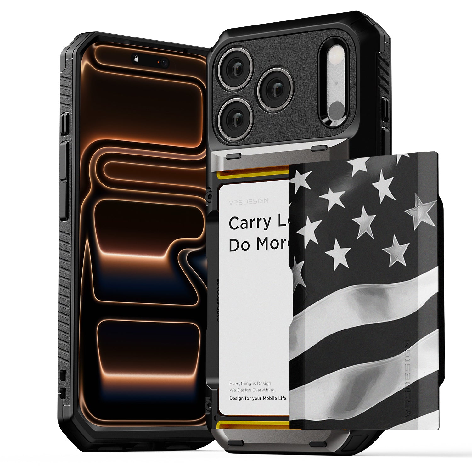 Apple iPhone 17 Luxury Mobile phone cover card holder hinge protector built-in screen shield slim rugged daily carry durable case in USA Flag design by VRS DESIGN in FREEDOM edition