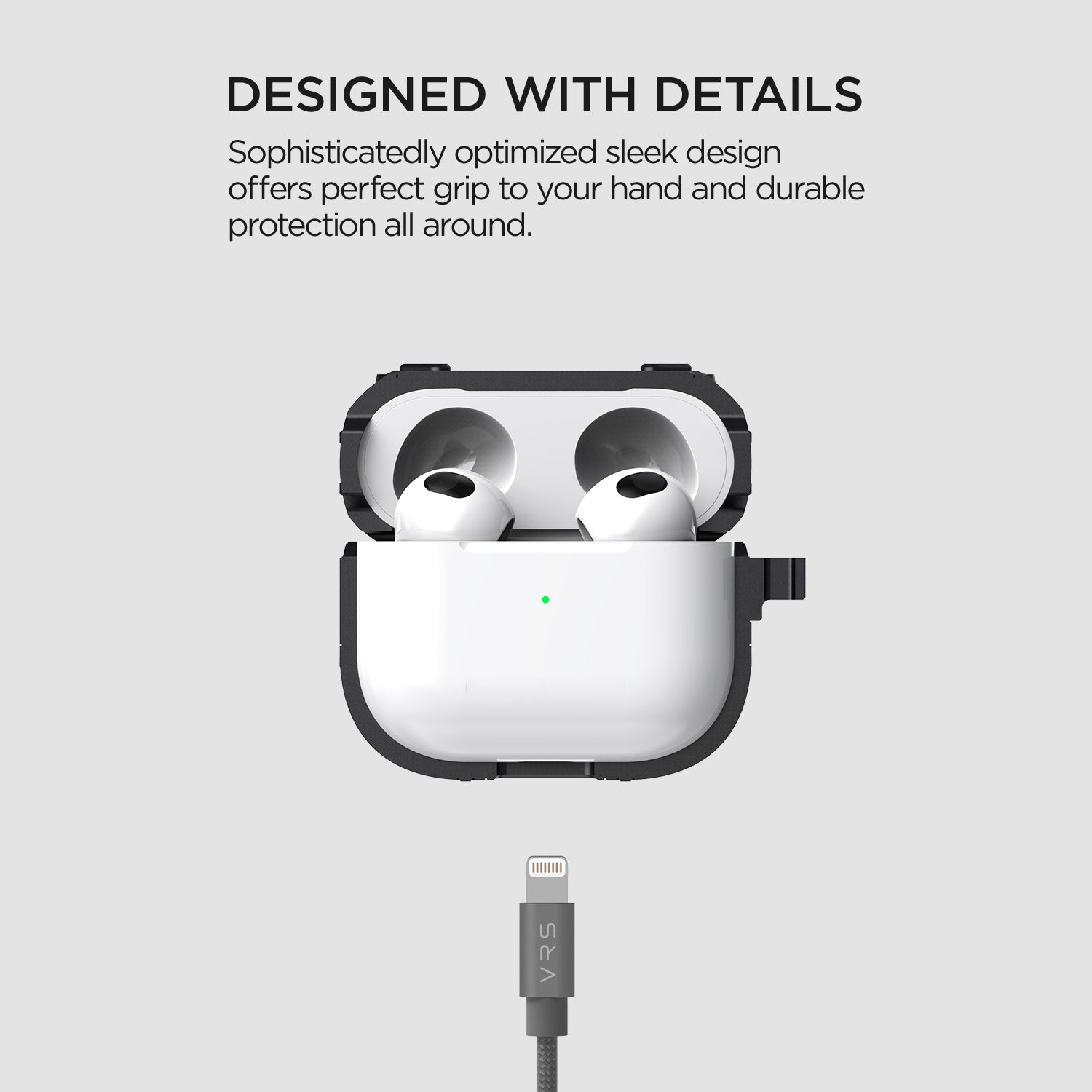 Apple AirPods 3 Modern Lock Wireless Headphones with Noise Cancellation, Rugged modern and Lightweight Slim Design Case by VRS