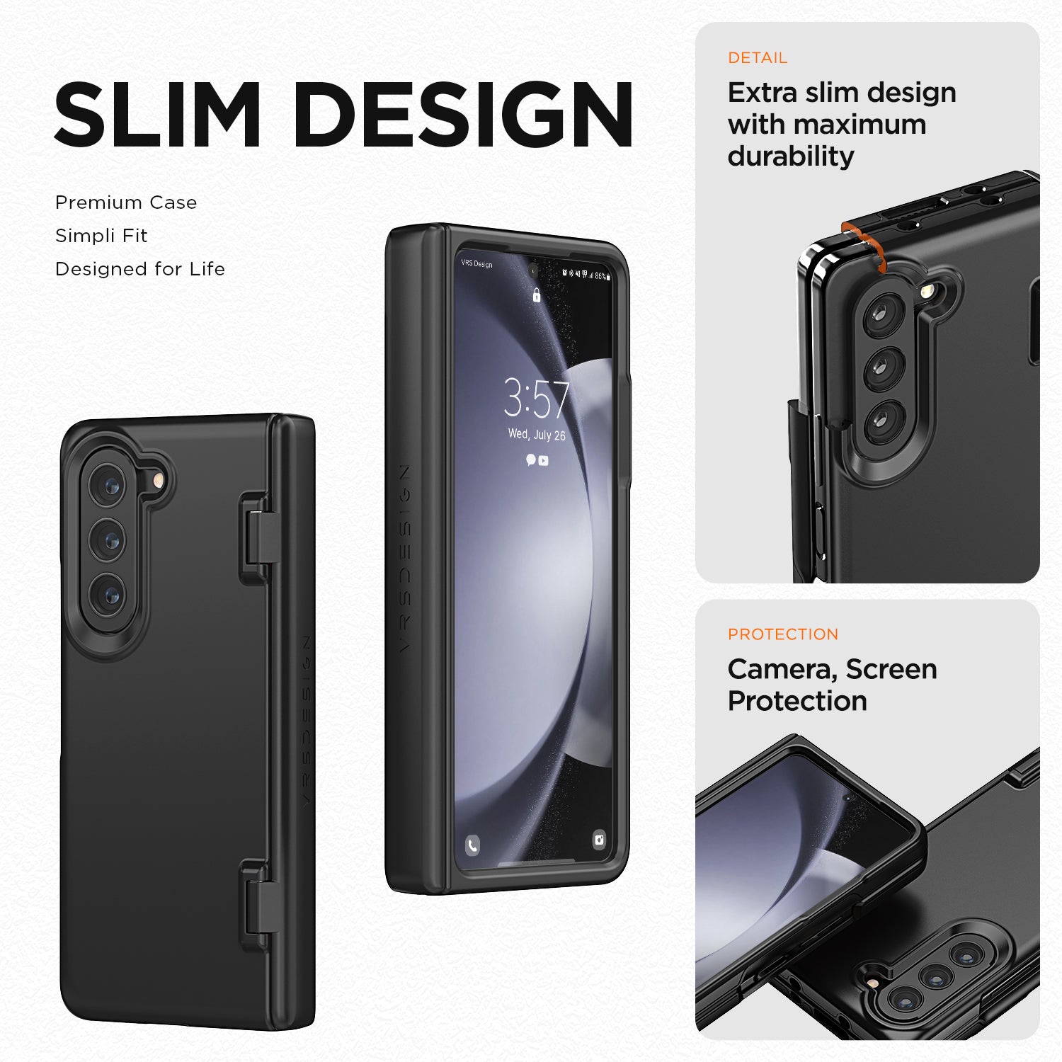 Samsung Galaxy Z Fold 5 slim rugged case multiple durable convenience card wallet storage sleek design minimalist modern women color perfect