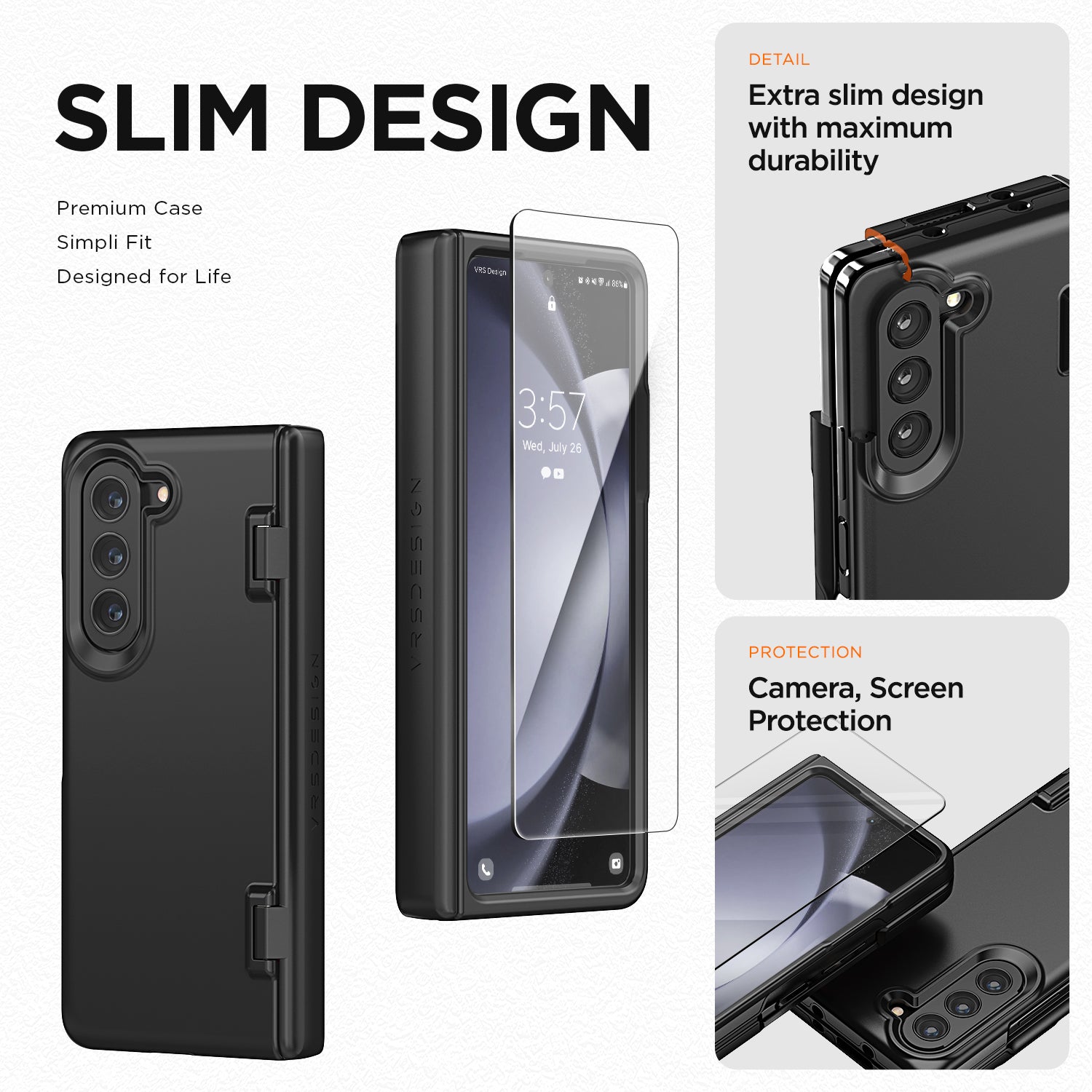 Samsung Galaxy Z Fold 5 slim rugged case multiple durable convenience card wallet storage sleek design minimalist modern women color perfect
