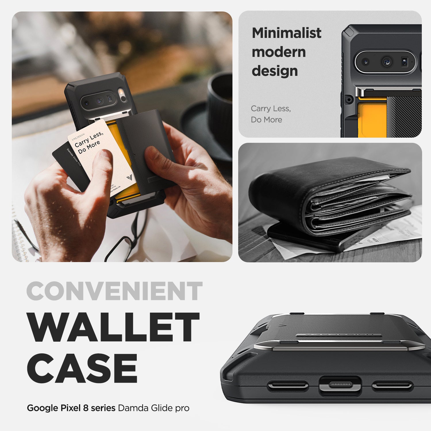 google pixel 8 pro max case wallet kickstand rugged protection all in one modern stout men women outdoor essential card carry wallet holder damda glide pro