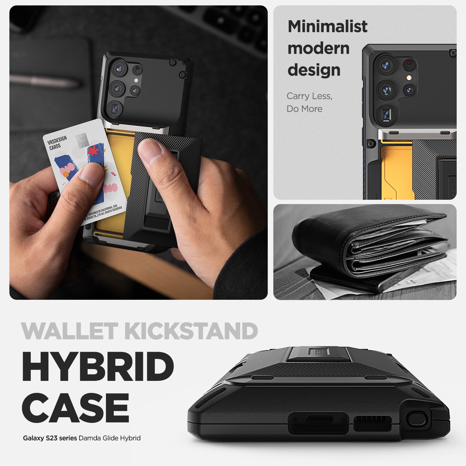 Samsung Galaxy S23 Ultra wallet rugged case with multiple durable and convenient card slot with sleek minimalism by VRS