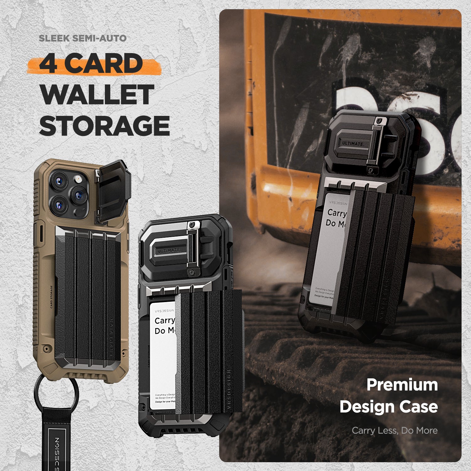 iPhone 15 Pro Max Case with Card Holder Wallet and Built in Camera Protector by VRS Design Damda Glide Ultimate