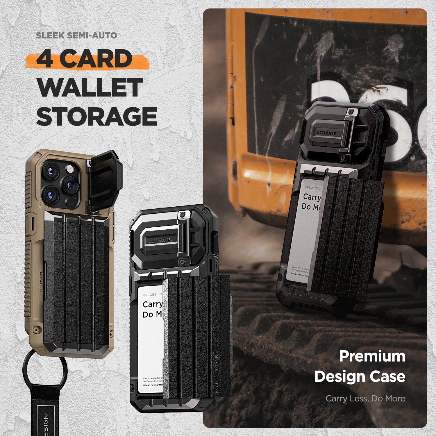 Apple iphone 15 pro rugged Glide wallet case with multiple durable and convenient card slot with sleek minimalist look by VRS card holder protection minimalist good innovation key ring