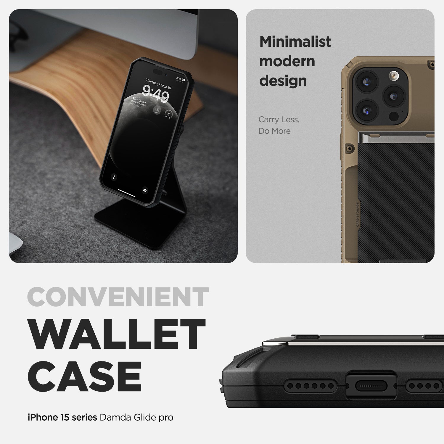 iPhone 15 Pro Max Case Damda Glide Pro with Card Holder Wallet by VRS Design
