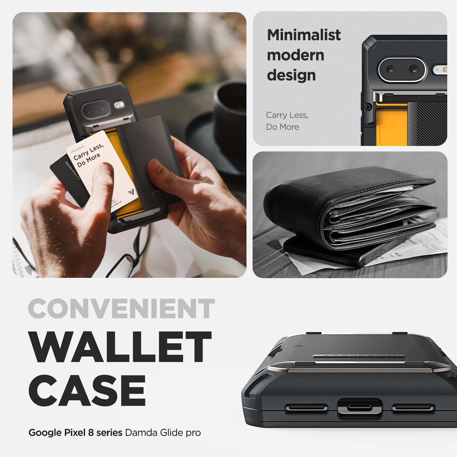 google pixel 8 case wallet kickstand rugged protection all in one modern stout men women outdoor essential card carry wallet holder damda glide pro