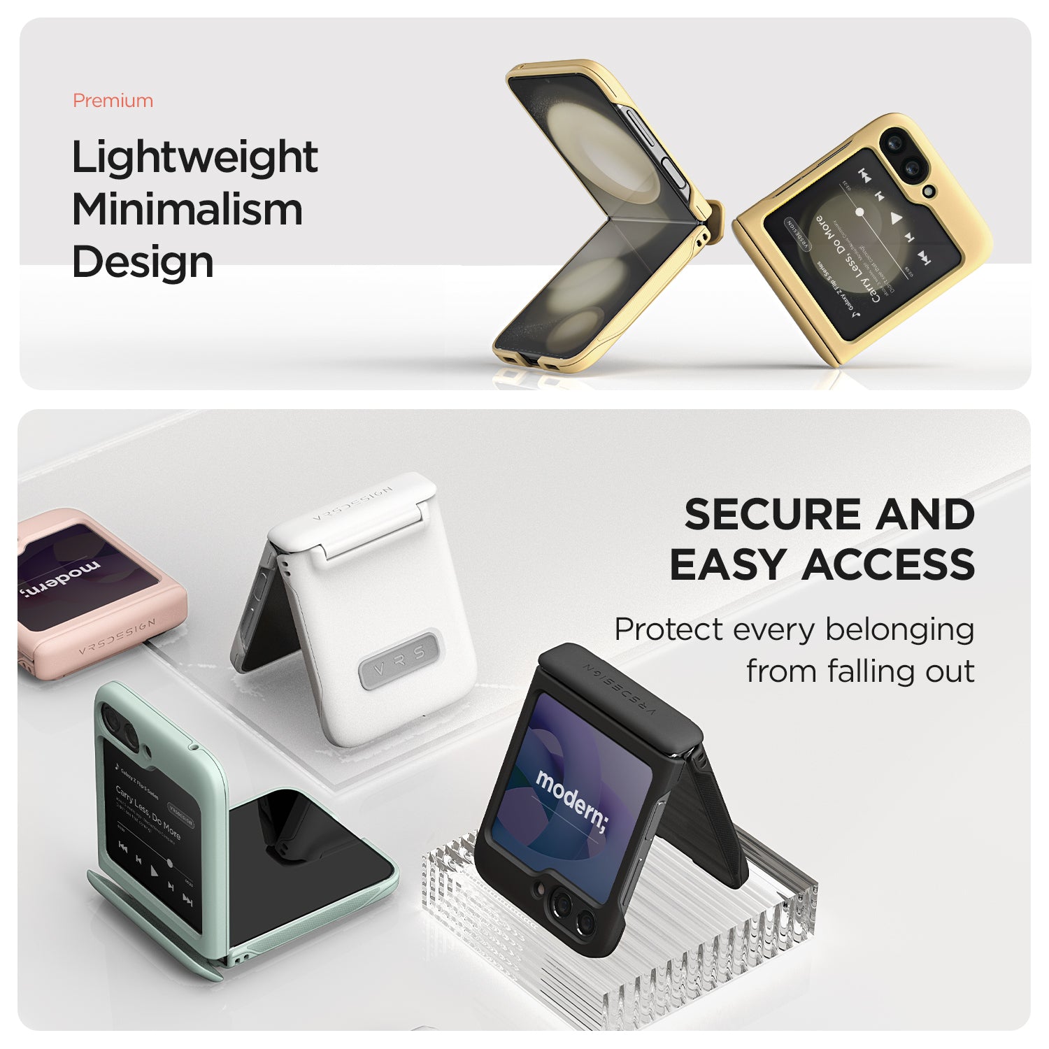 Samsung galaxy Z Flip 5 case modern slim durable convenient minimalist innovative innovation look protection women color VRS DESIGN