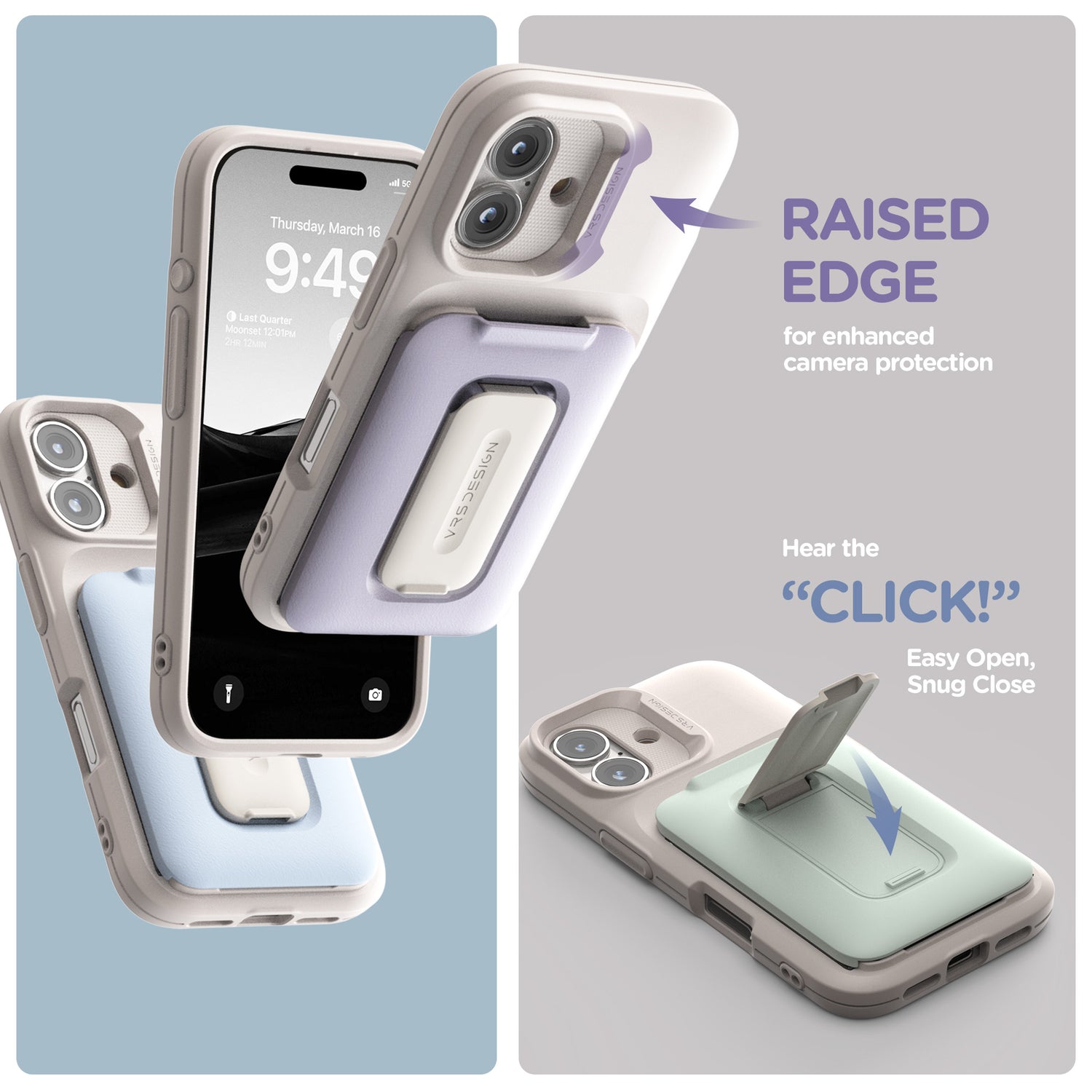 iPhone 16 Pro Max Case Orb Card Holder Wallet Case with Built in Camera Protector and Kickstand by VRS Design
