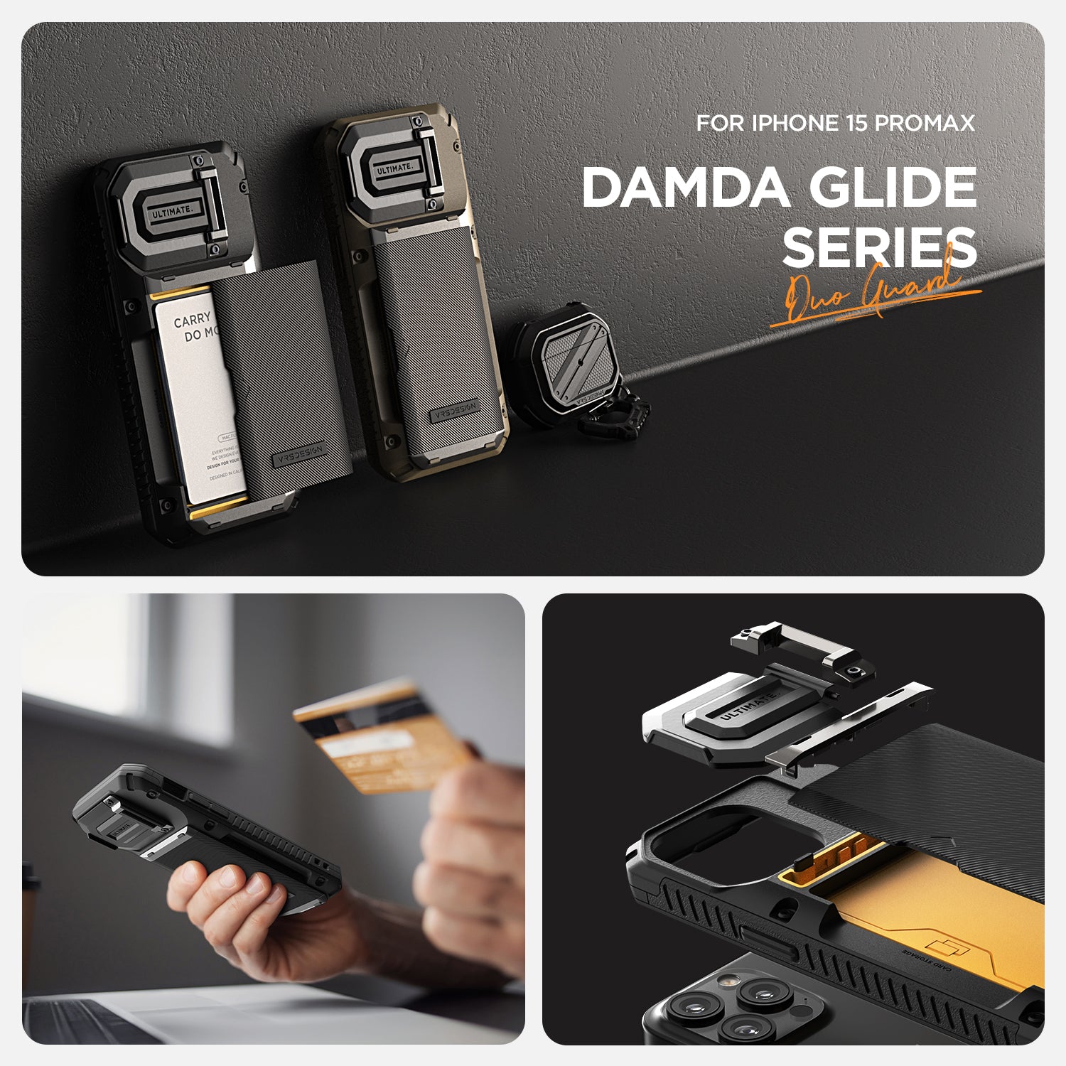 iPhone 15 Pro Max Case with Card Holder Wallet by VRS Design Damda Glide DuoGuard