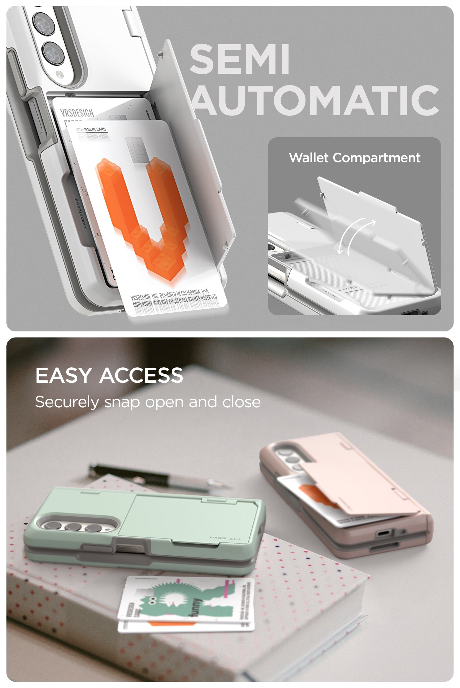 Samsung Galaxy Z Fold 4 wallet rugged case with multiple durable and convenient card slot with sleek minimalism by VRS