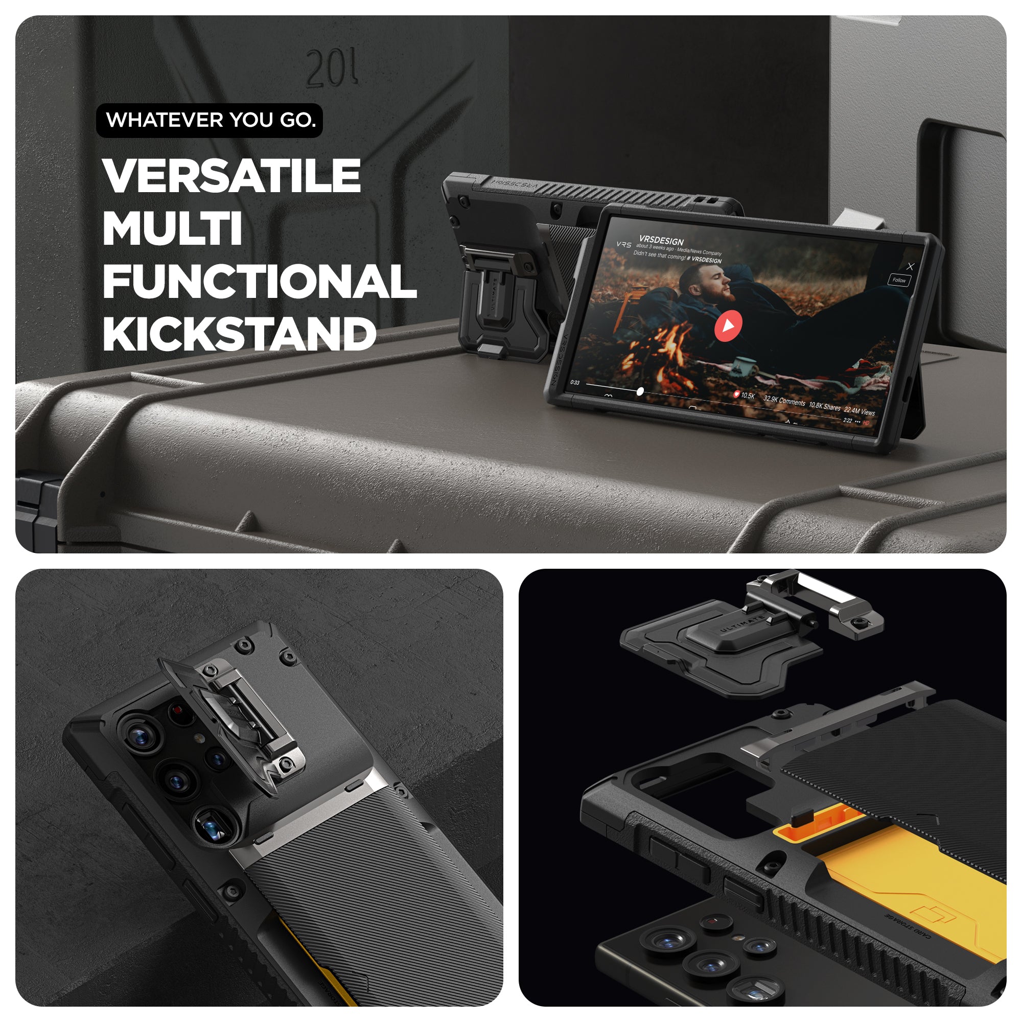 all in one modern case perfect protection card holder wallet camera cover protector carry less do more 4 cards metal plate Samsung Galaxy S24 Ultra case