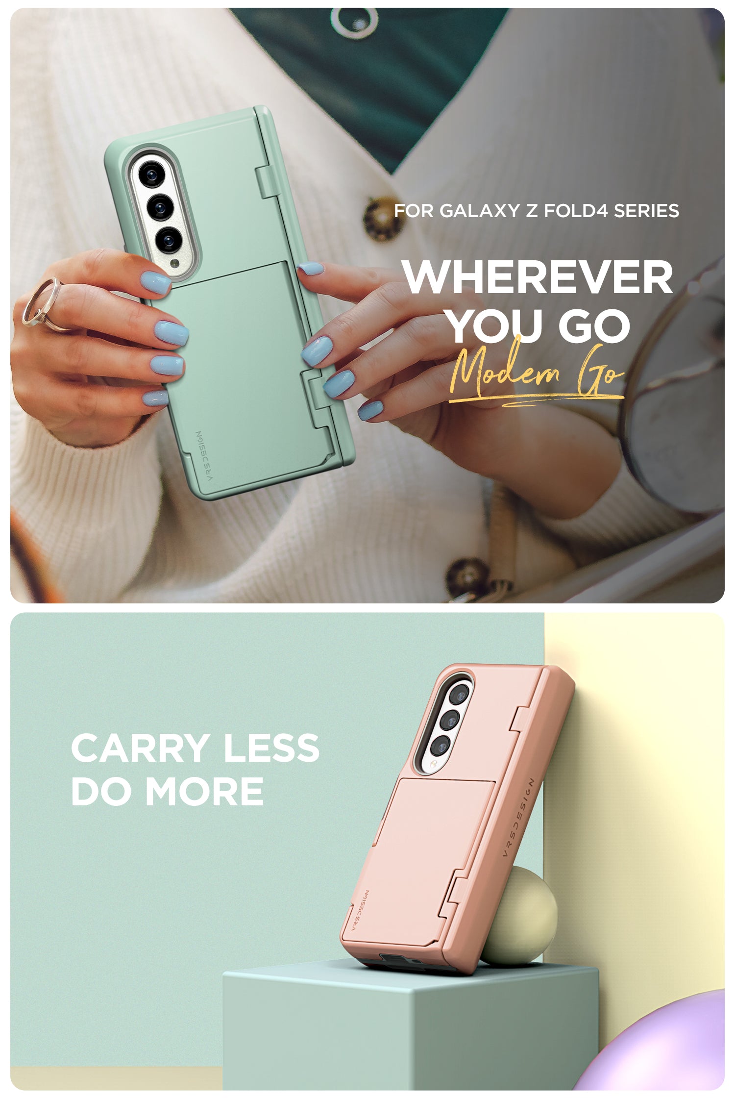 Samsung Galaxy Z Fold 4 wallet rugged case with multiple durable and convenient card slot with sleek minimalism by VRS