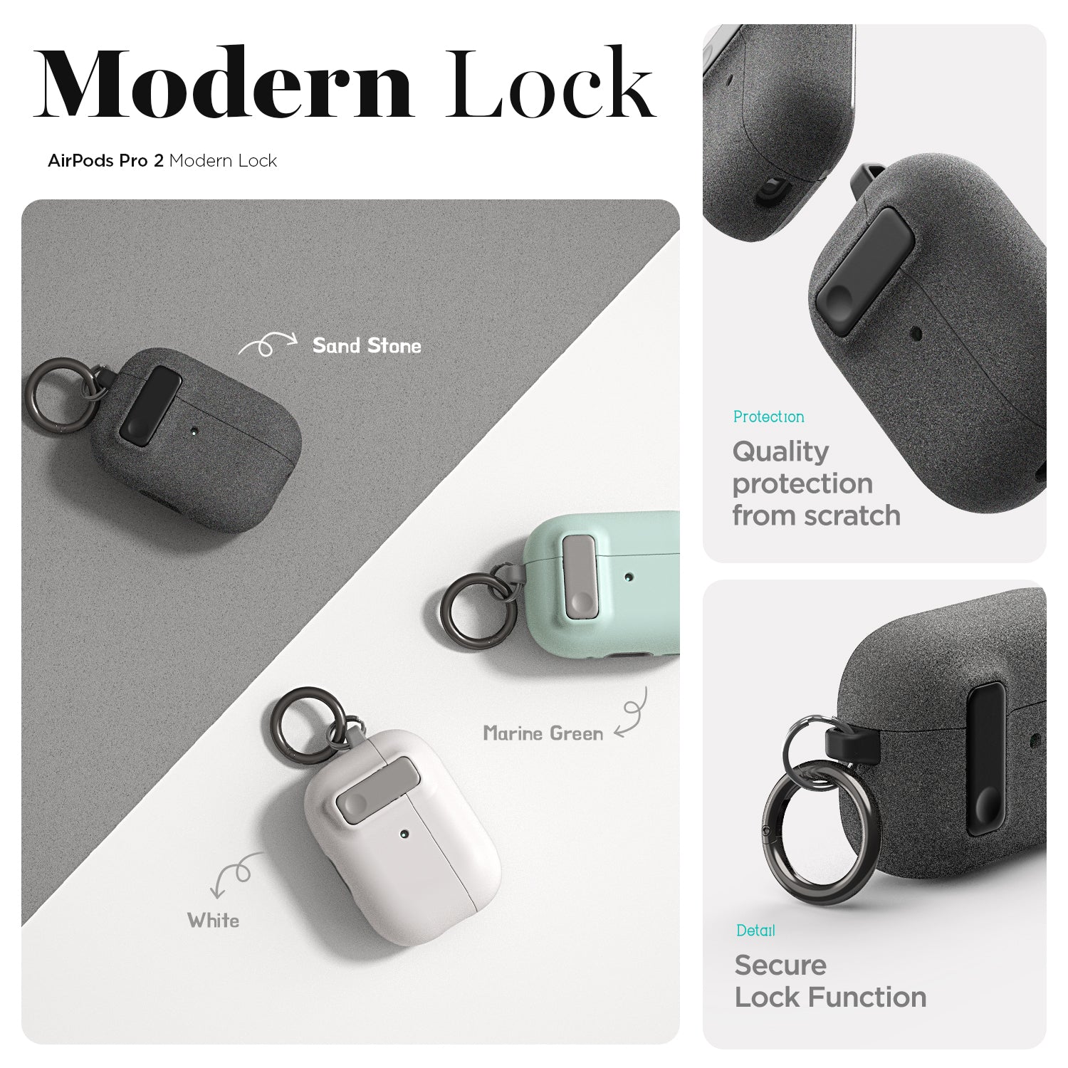 Apple AirPods Pro Modern Lock Wireless Headphones with Noise Cancellation, Rugged modern and Lightweight Slim case by VRS