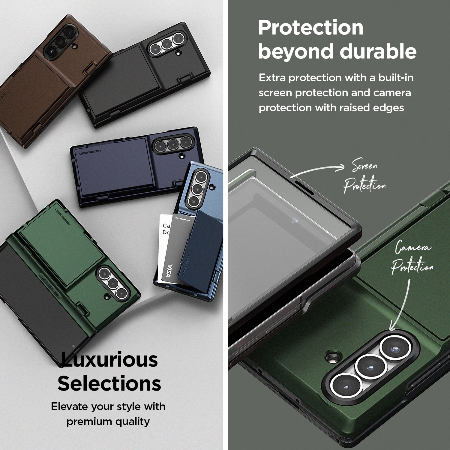 Samsung Galaxy Z Fold 7 Luxury Mobile phone cover card holder hinge protector built-in screen shield slim rugged daily carry durable case by VRS DESIGN