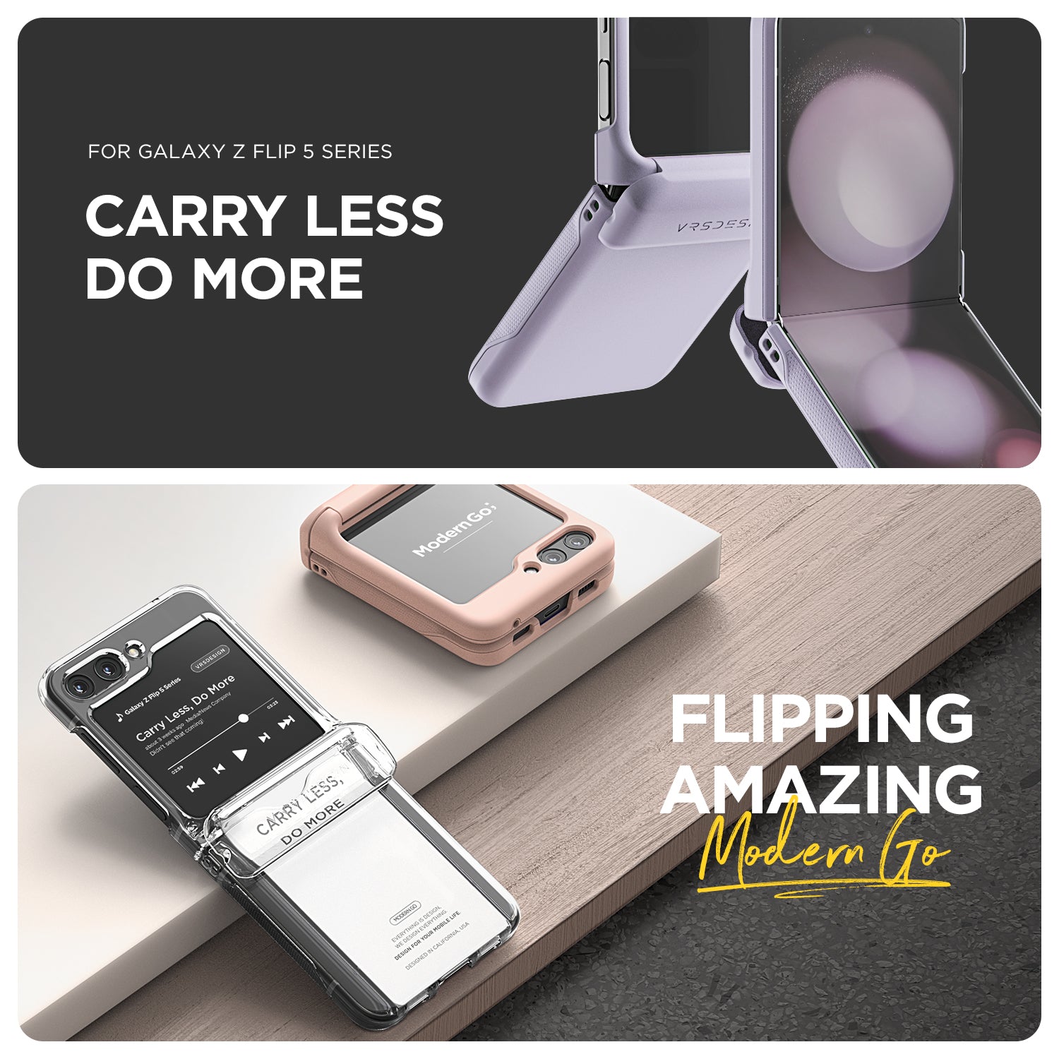 Samsung galaxy Z Flip 5 case modern slim durable convenient minimalist innovative innovation look protection women color VRS DESIGN card wallet holder