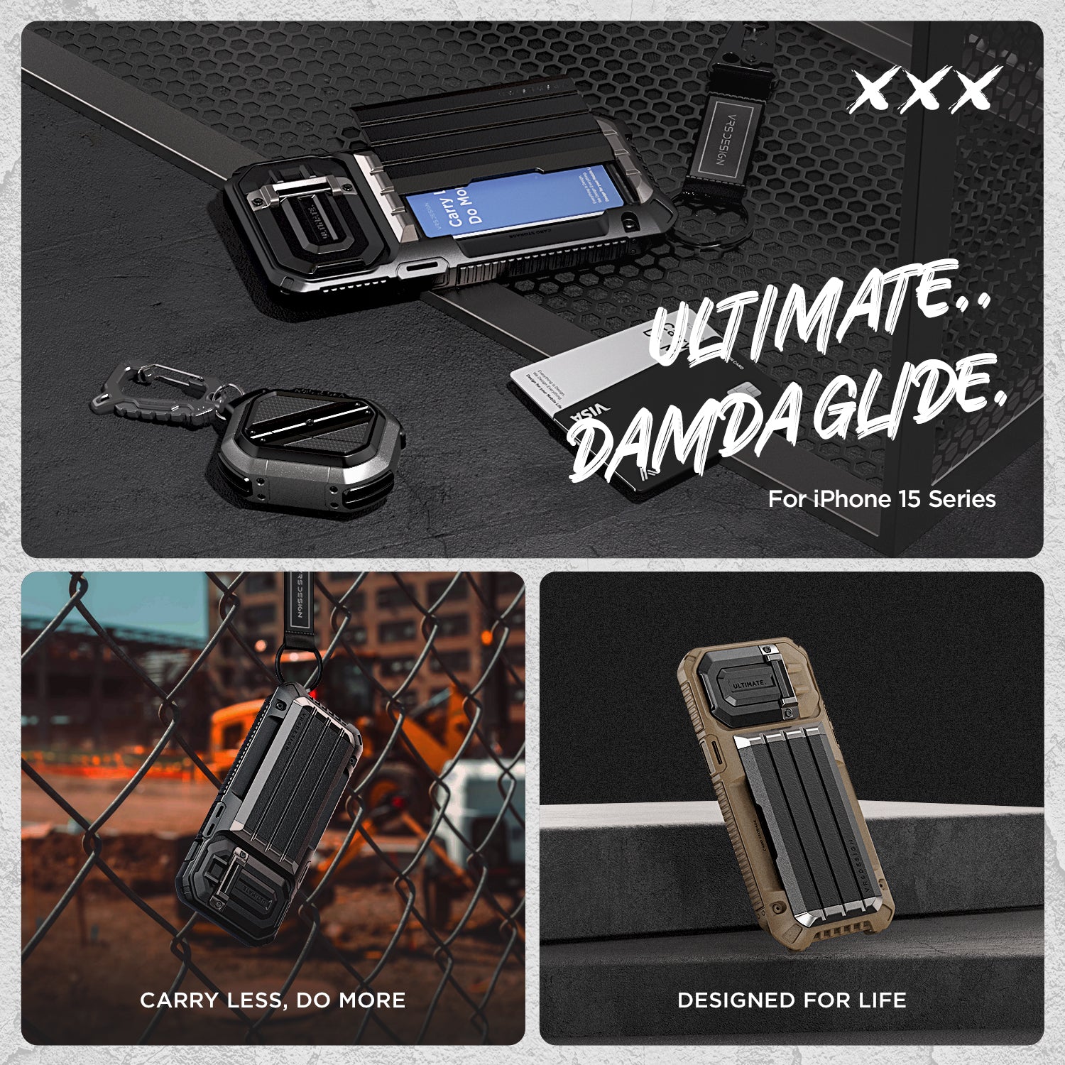 iPhone 15 Pro Max Case with Card Holder Wallet and Built in Camera Protector by VRS Design Damda Glide Ultimate