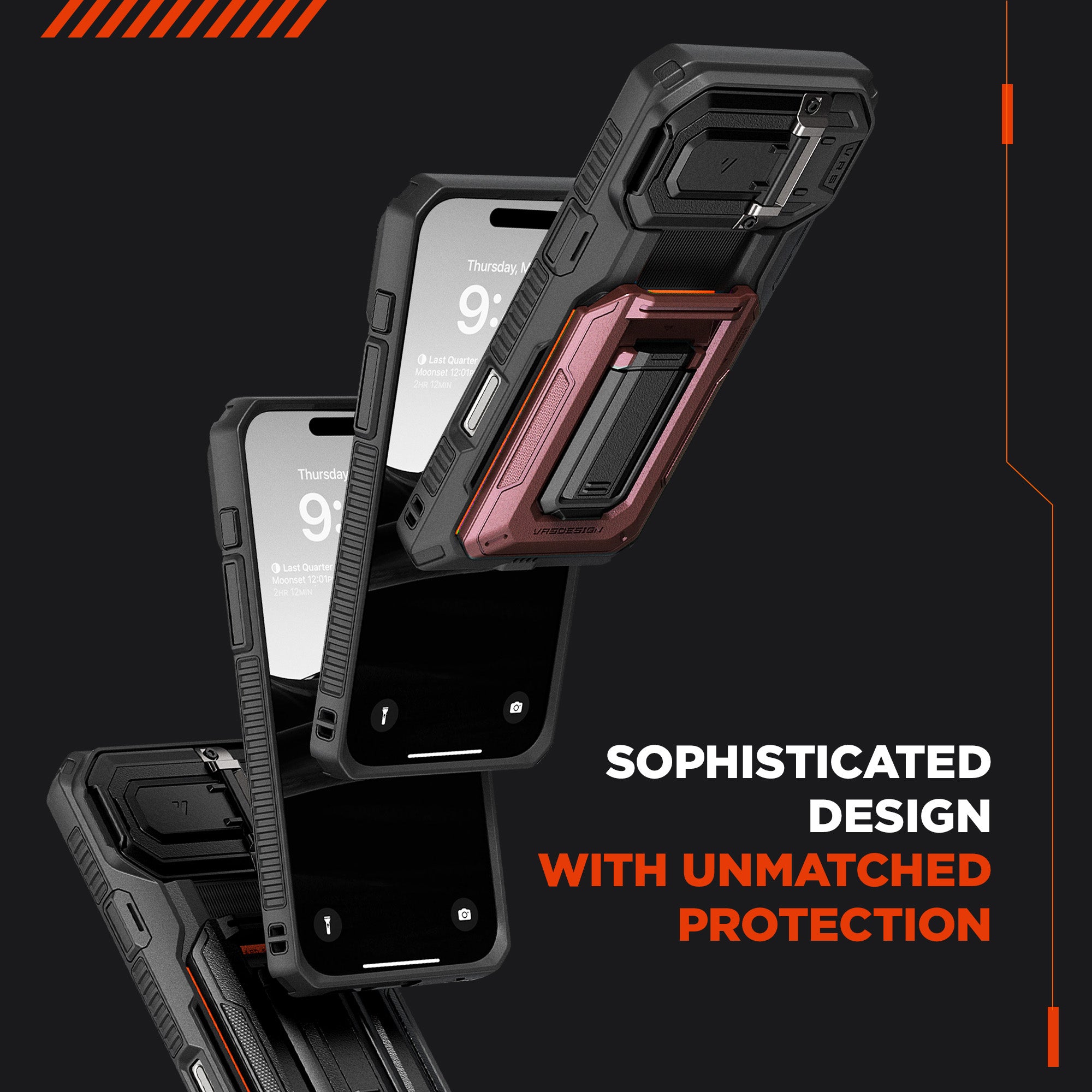 iPhone 16 Pro Max Case Origin Card Holder Wallet Case with Built-in Camera Protector and Kickstand by VRS Design