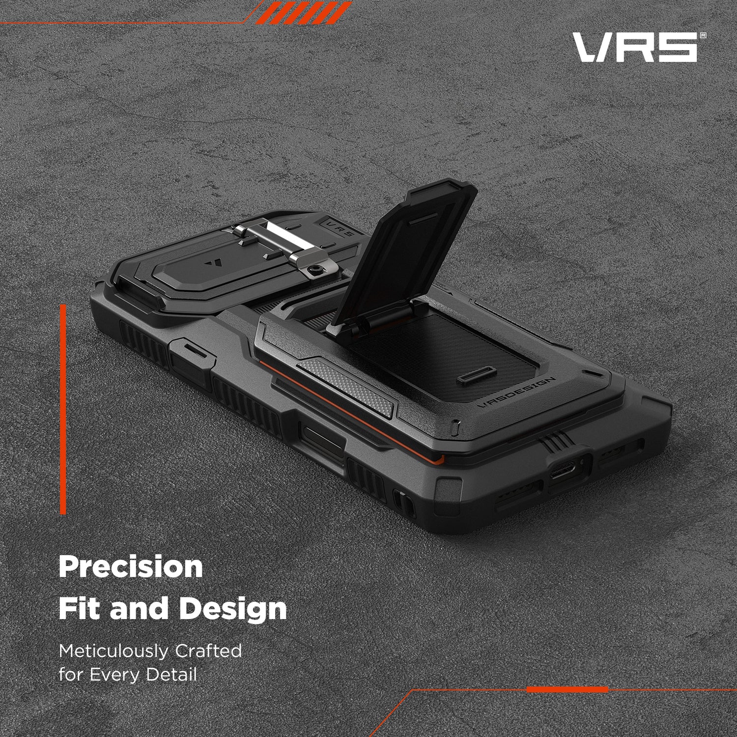 iPhone 16 Pro Max Case Origin Card Holder Wallet Case with Built-in Camera Protector and Kickstand by VRS Design