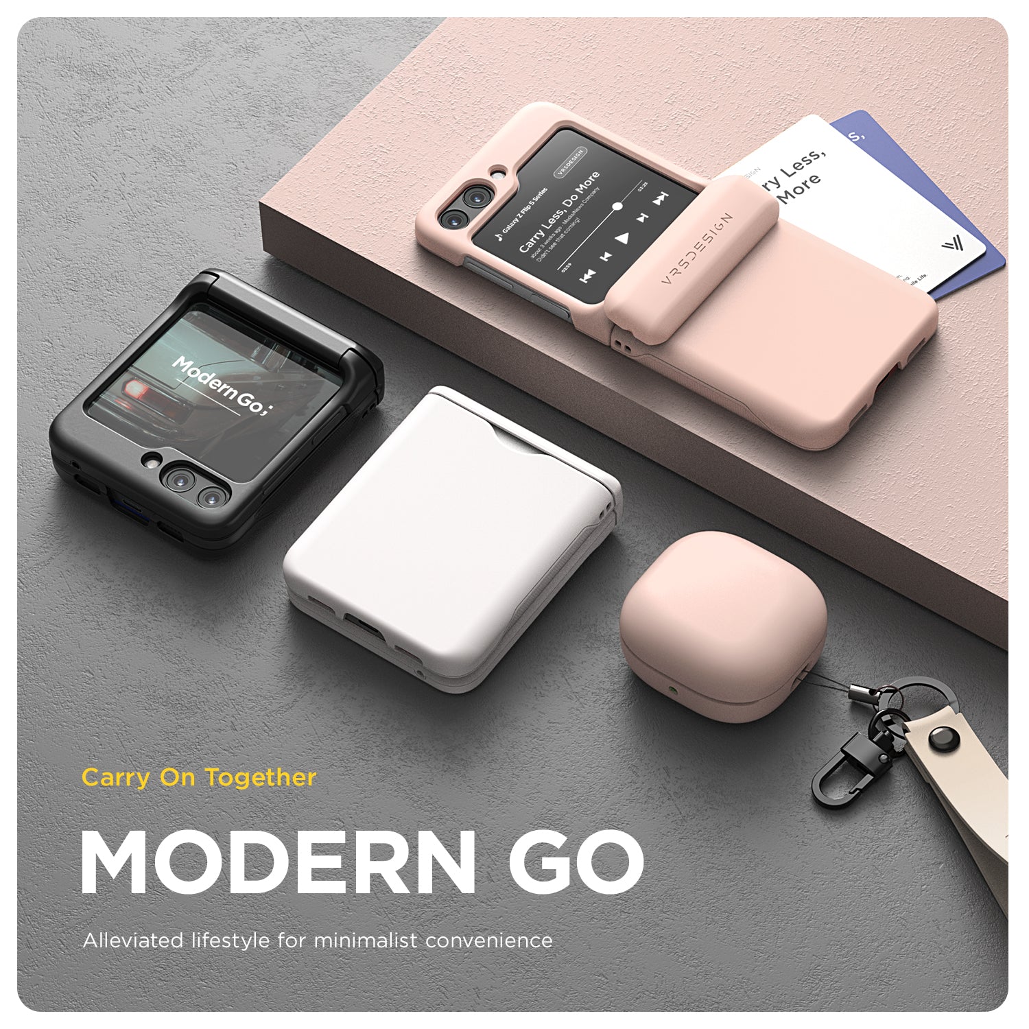 Samsung galaxy Z Flip 5 case modern slim durable convenient minimalist innovative innovation look protection women color VRS DESIGN card wallet holder