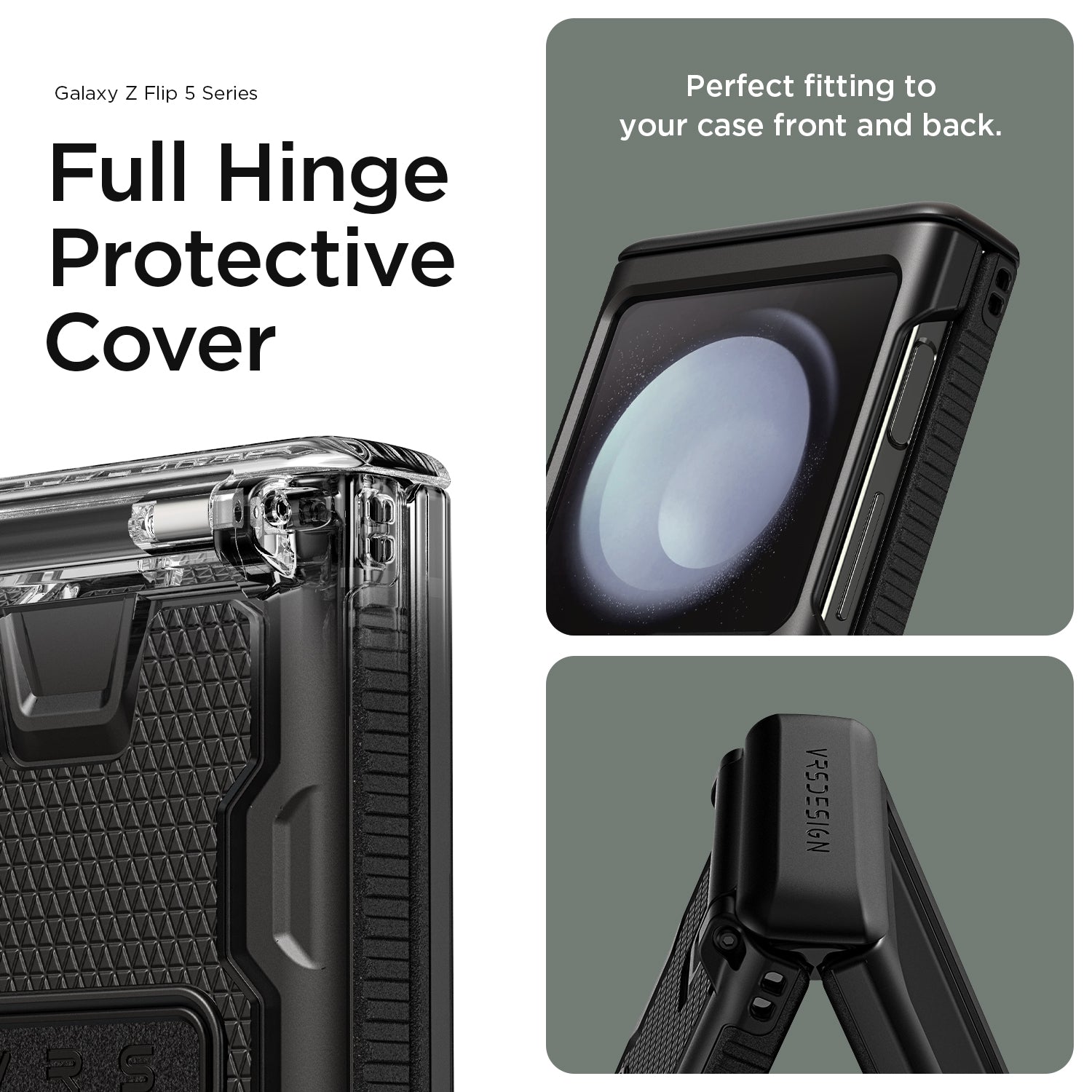 Samsung Galaxy Z Flip 5 Luxury Mobile phone cover card holder hinge protector built-in screen shield slim rugged daily carry durable case by VRS DESIGN