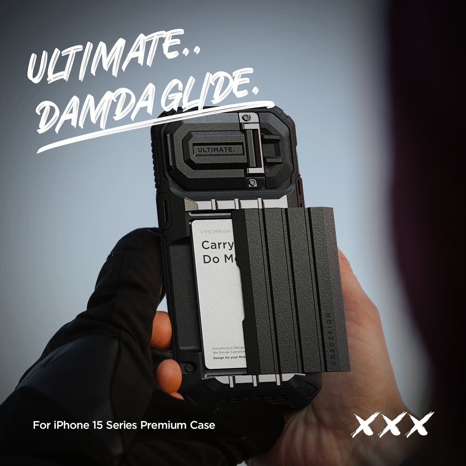 iPhone 15 Pro Max Case with Card Holder Wallet and Built in Camera Protector by VRS Design Damda Glide Ultimate