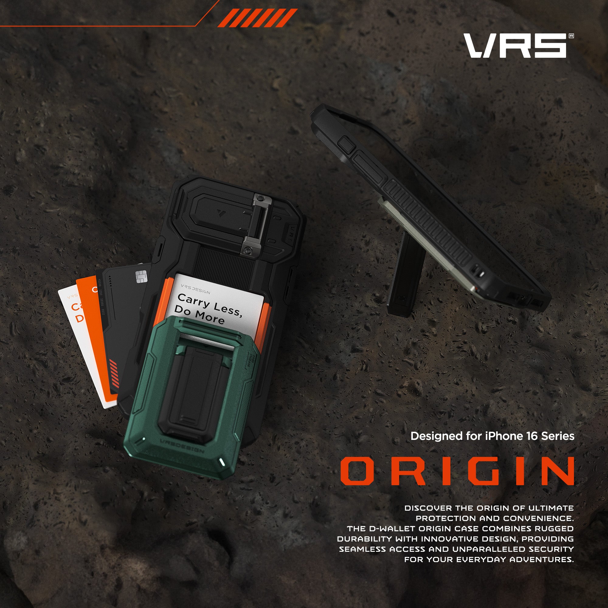 iPhone 16 Pro Max Case Origin Card Holder Wallet Case with Built-in Camera Protector and Kickstand by VRS Design