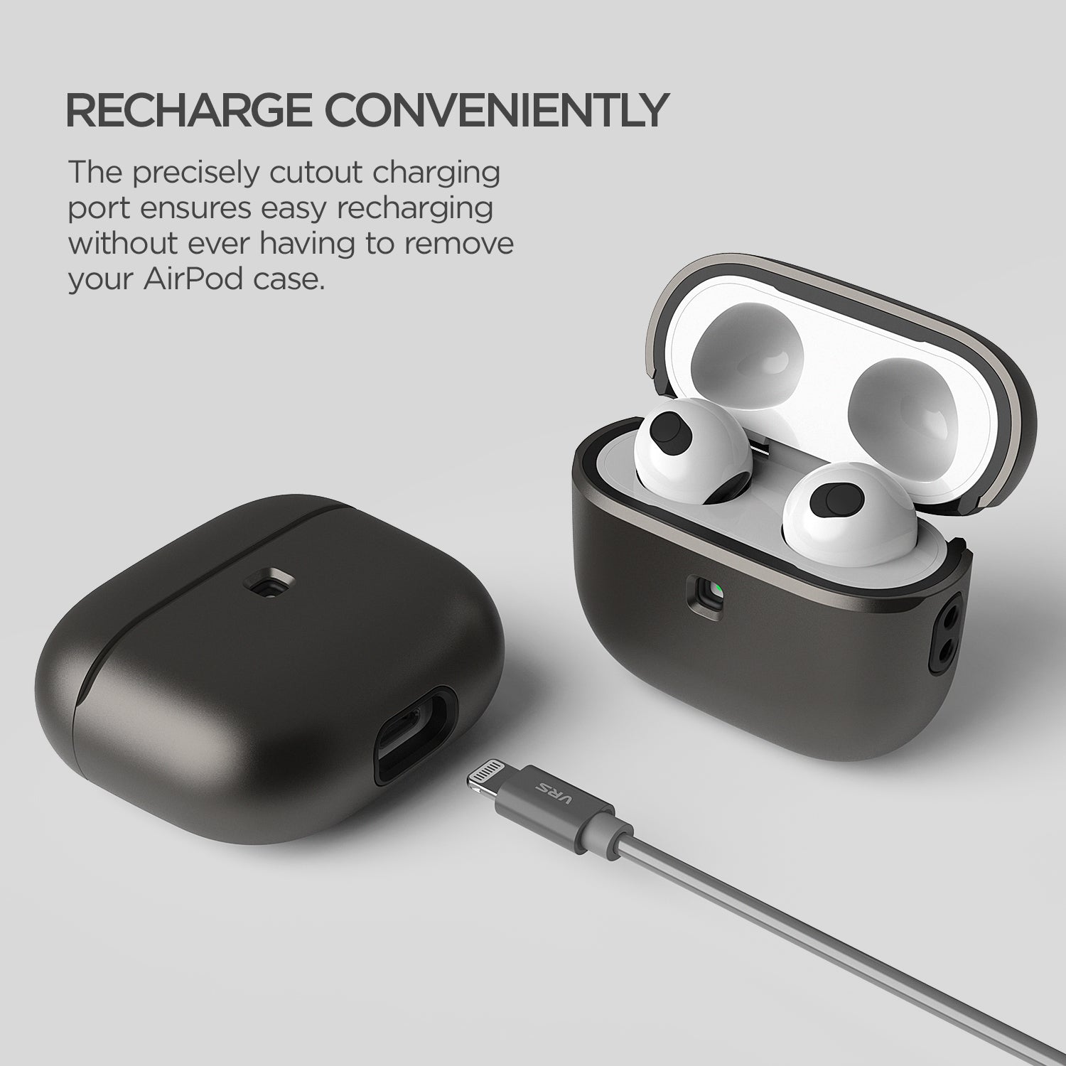 Apple AirPods 3 Modern Lock Wireless Headphones with Noise Cancellation, Rugged modern and Lightweight Slim Design Case by VRS