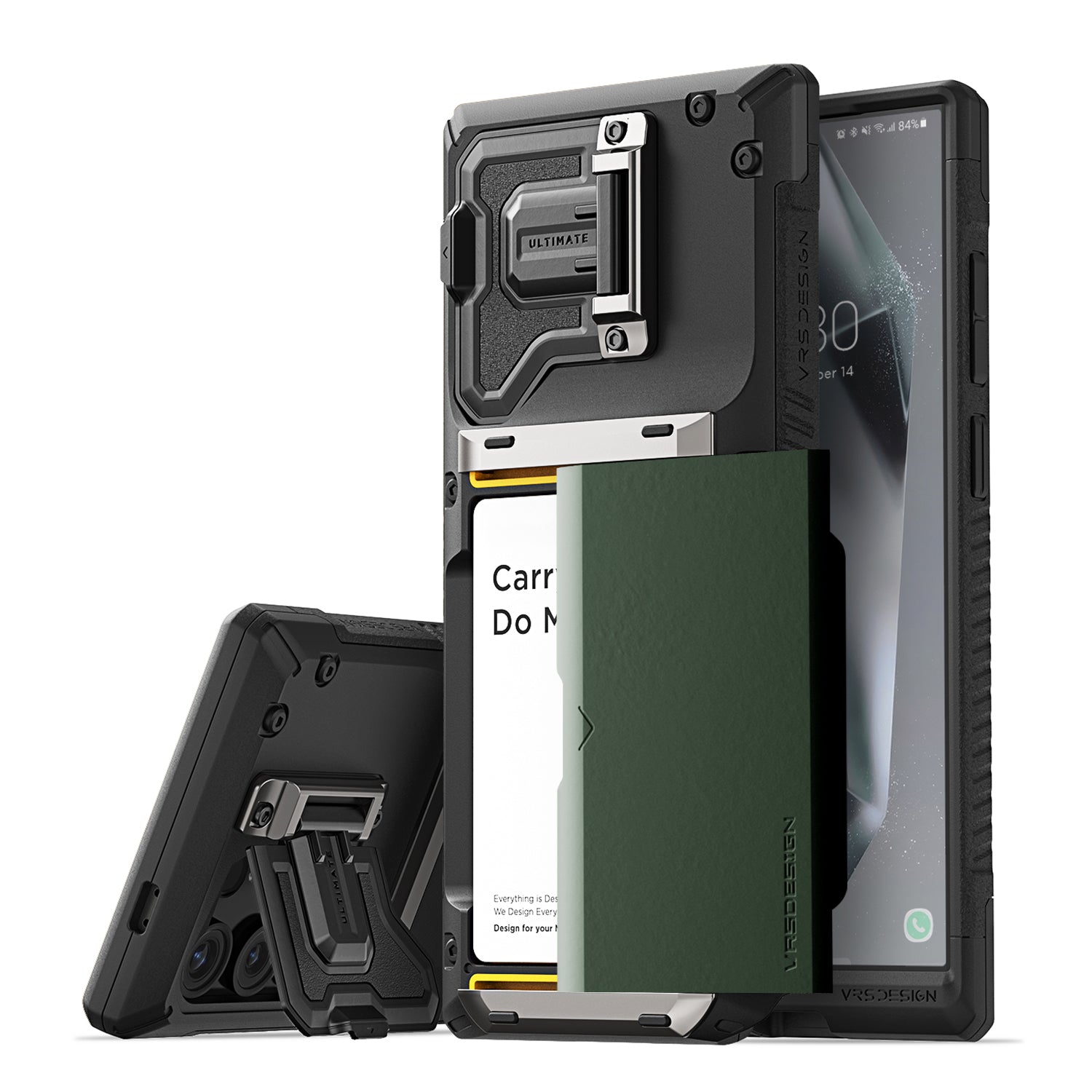 all in one modern case perfect protection card holder wallet camera cover protector carry less do more 4 cards metal plate Samsung Galaxy S24 Ultra case