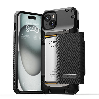 Apple iphone 15 plus max rugged Glide wallet case with multiple durable and convenient card slot with sleek minimalist look by VRS card holder protection minimalist good innovation accessories