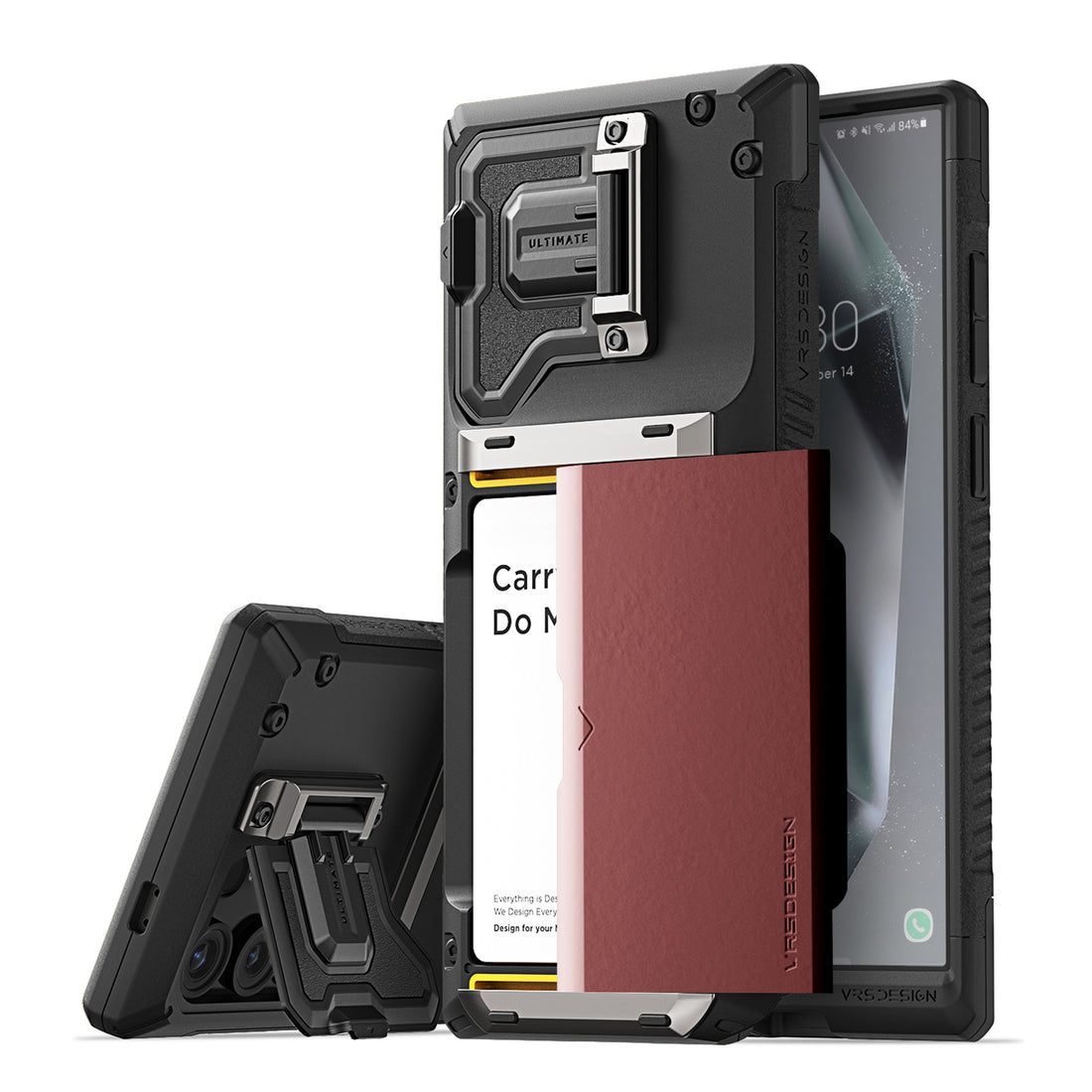 all in one modern case perfect protection card holder wallet camera cover protector carry less do more 4 cards metal plate Samsung Galaxy S24 Ultra case
