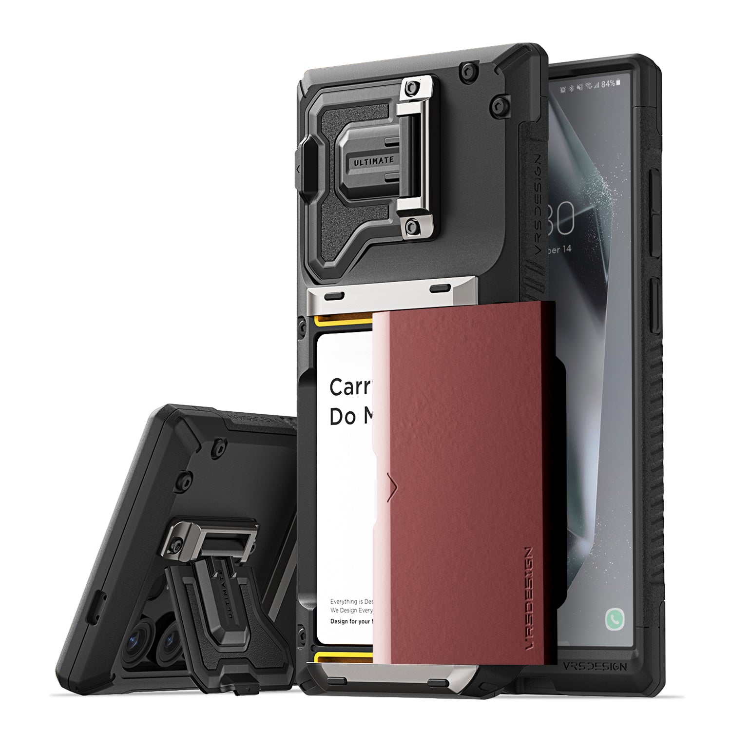 all in one modern case perfect protection card holder wallet camera cover protector carry less do more 4 cards metal plate Samsung Galaxy S24 Ultra case