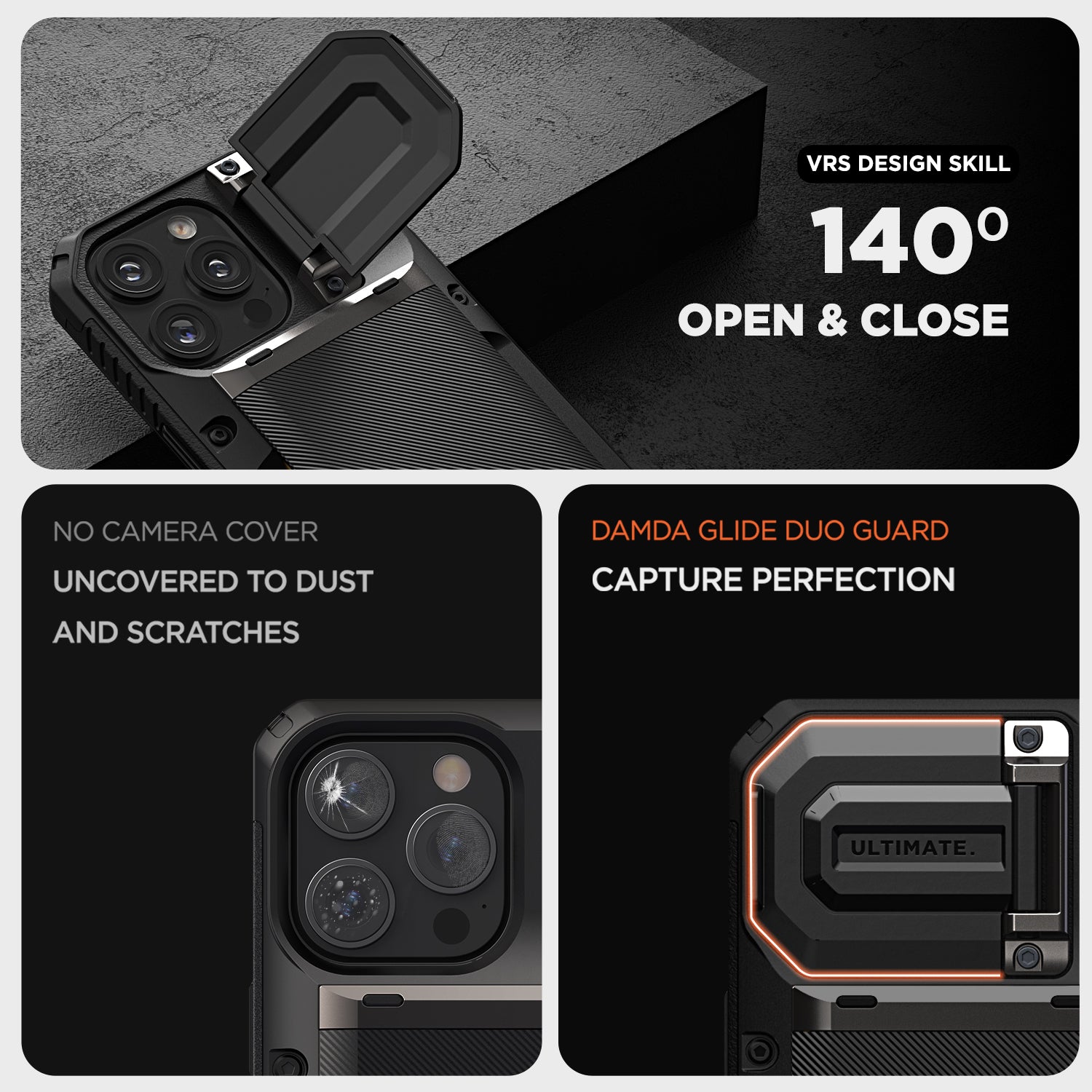 VRS Design iPhone 13 Pro Max Wallet Case with Card Holder Damda Glide DuoGuard Groove Black
