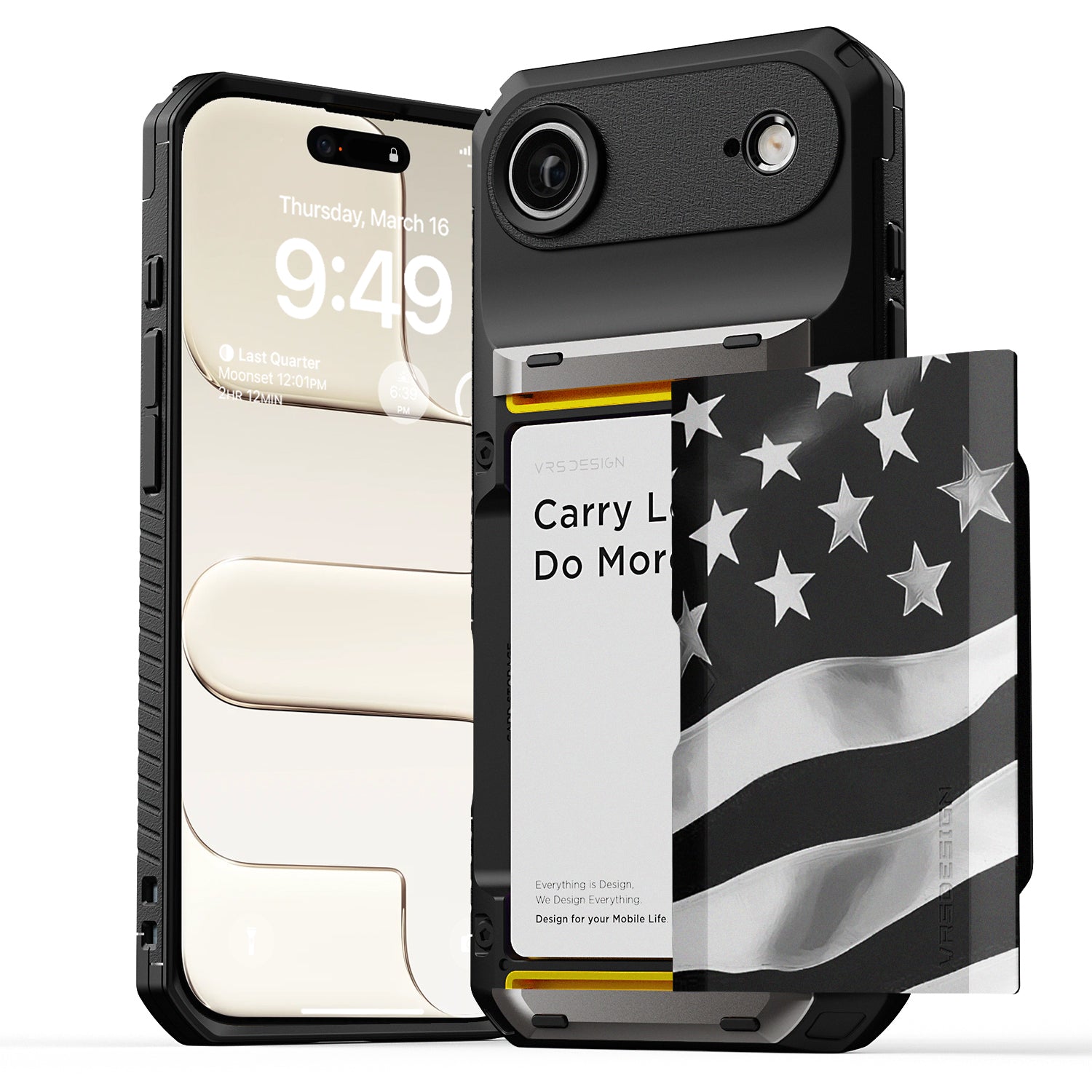 Apple iPhone 17 Pro Max Luxury Mobile phone cover card holder hinge protector built-in screen shield slim rugged daily carry durable case in USA Flag design by VRS DESIGN in FREEDOM edition