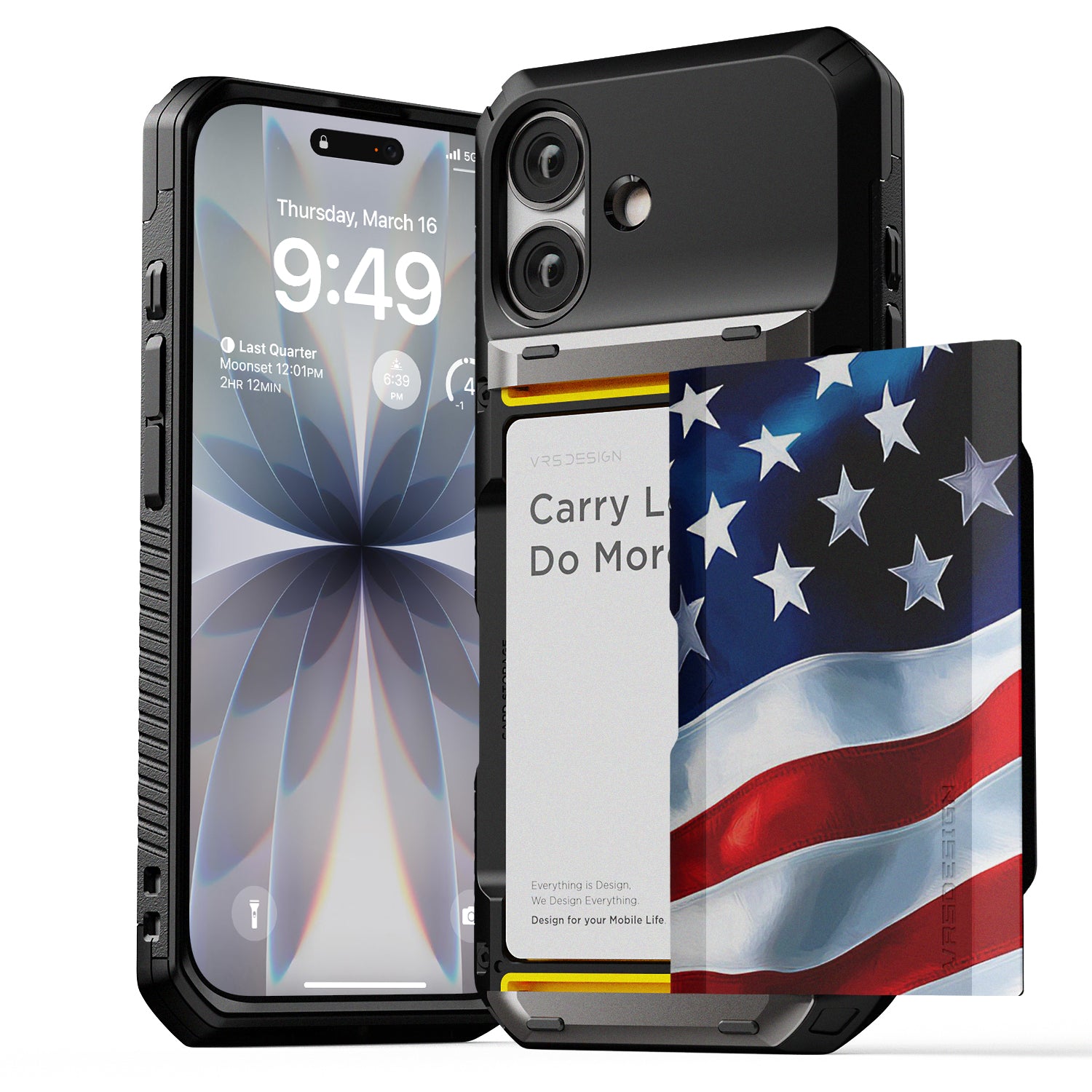 Apple iPhone 17 Air Luxury Mobile phone cover card holder hinge protector built-in screen shield slim rugged daily carry durable case in USA Flag design by VRS DESIGN in FREEDOM edition