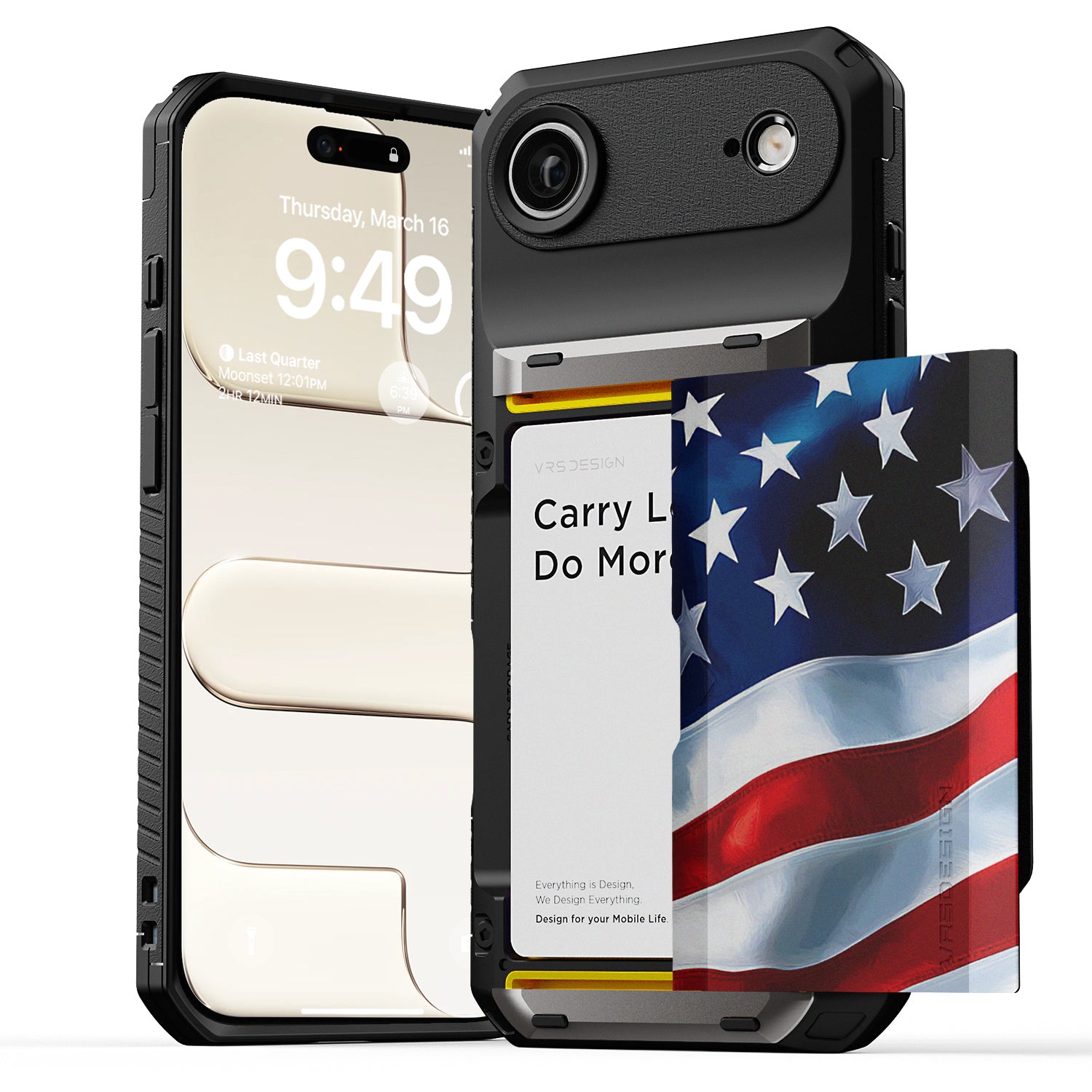 Apple iPhone 17 Pro Max Luxury Mobile phone cover card holder hinge protector built-in screen shield slim rugged daily carry durable case in USA Flag design by VRS DESIGN in FREEDOM edition