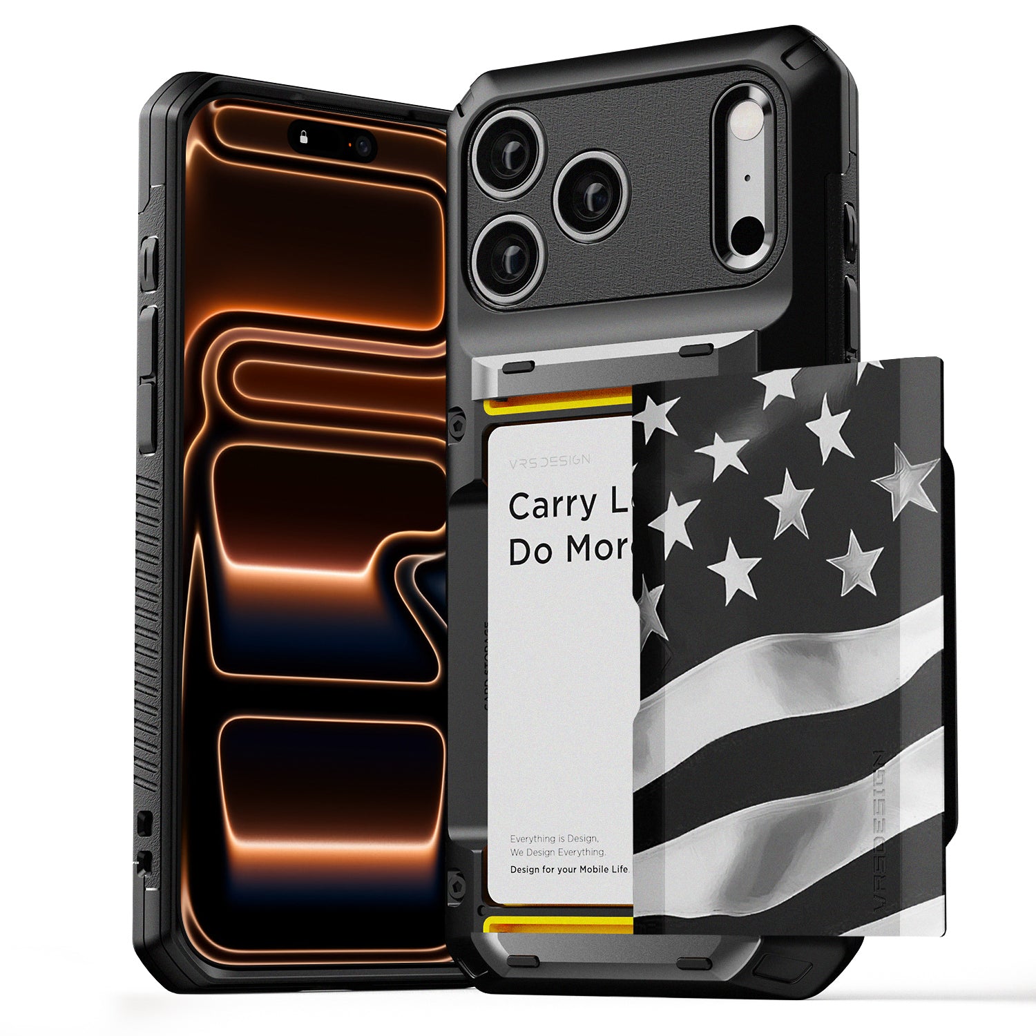 Apple iPhone 17 Luxury Mobile phone cover card holder hinge protector built-in screen shield slim rugged daily carry durable case by VRS DESIGN in FREEDOM edition