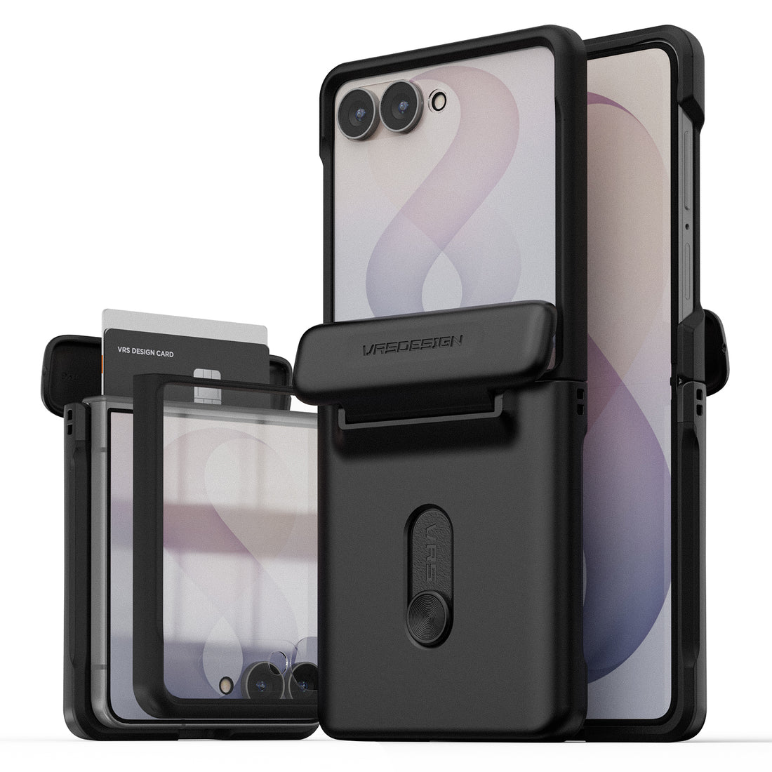 VRS DESIGN Modern GO wallet case for Samsung Galaxy Z Flip 8 with built-in card storage and everyday protection.