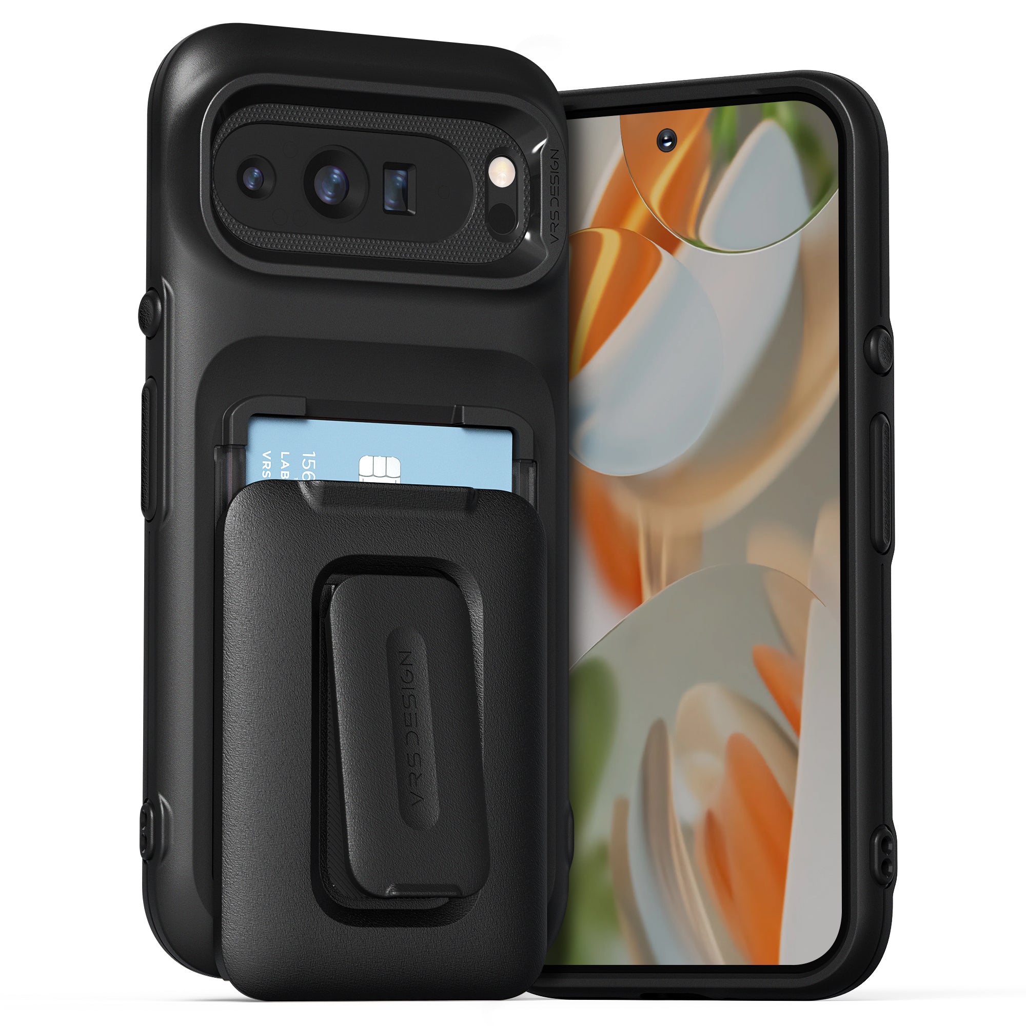 Google Pixel 9 Pro XL Case ORB Card Holder Wallet Case by VRS Design Matte Black Google Pixel 9 Pro XL Case ORB Card Holder Wallet Case by VRS Design Matte Black